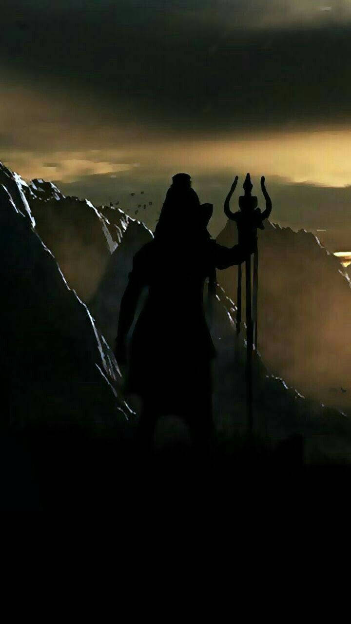 Dark Mahadev Standing Over Mountains Hd