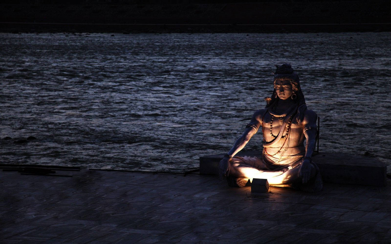 Dark Mahadev Statue At Sea Hd