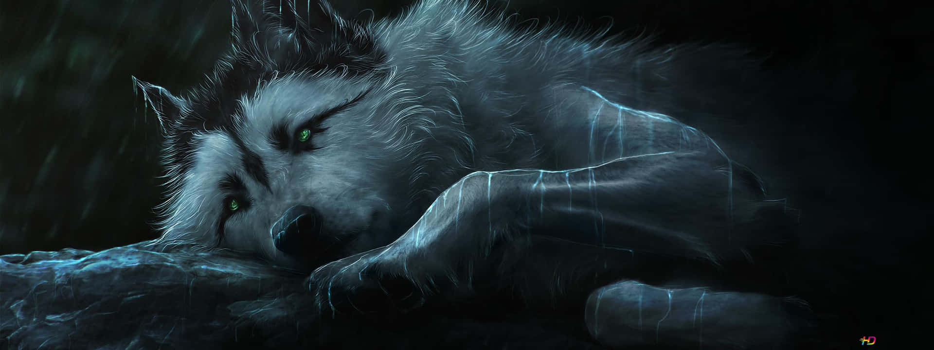 Dark, Majestic, And Strong – This Cool Anime Wolf Is A Show Of Power And Grace.