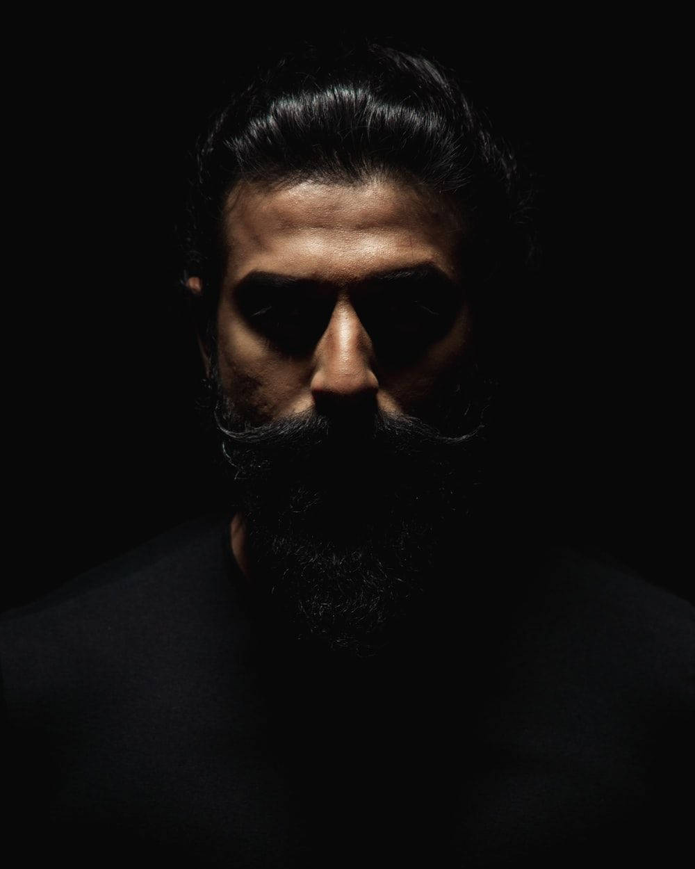 Dark Man Portrait Beard Logo Background