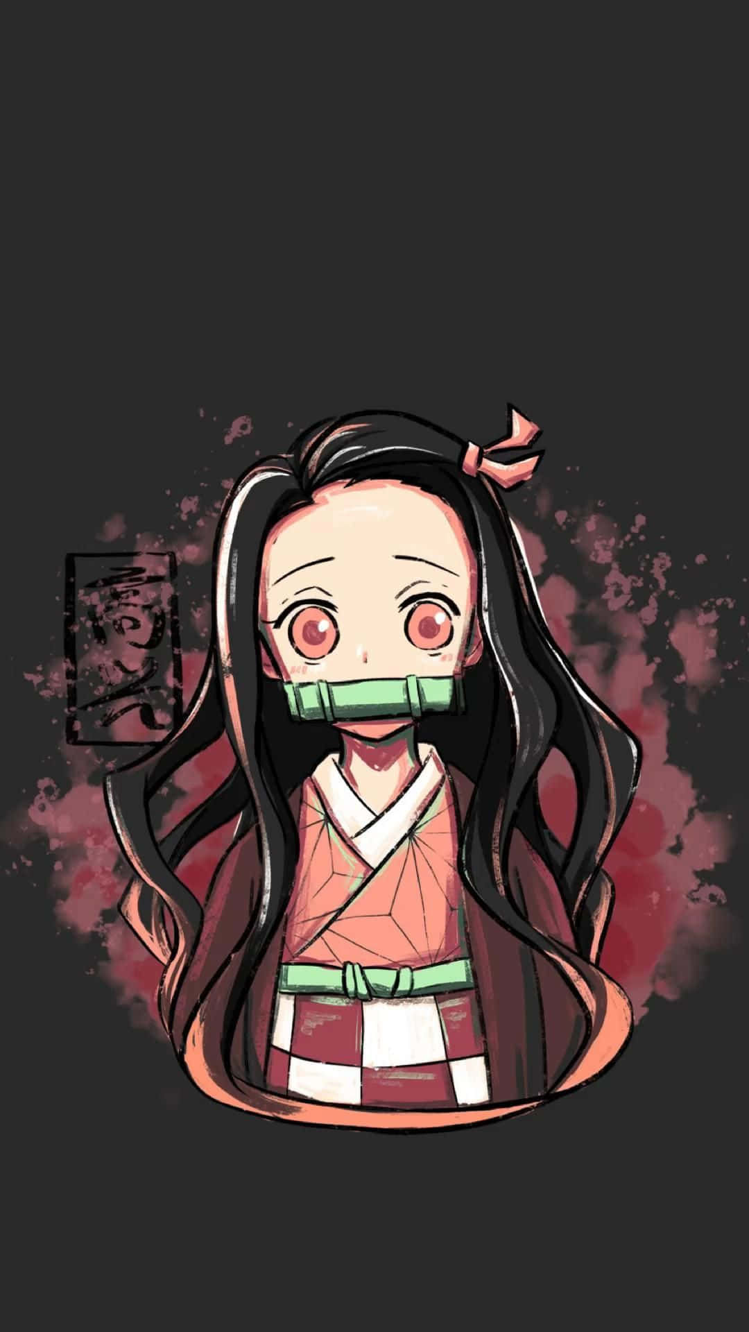 Dark Minimalist Cute Nezuko Kamado Digital Painting