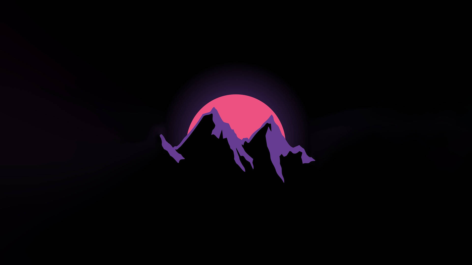 Dark Minimalist Mountains And The Moon Background