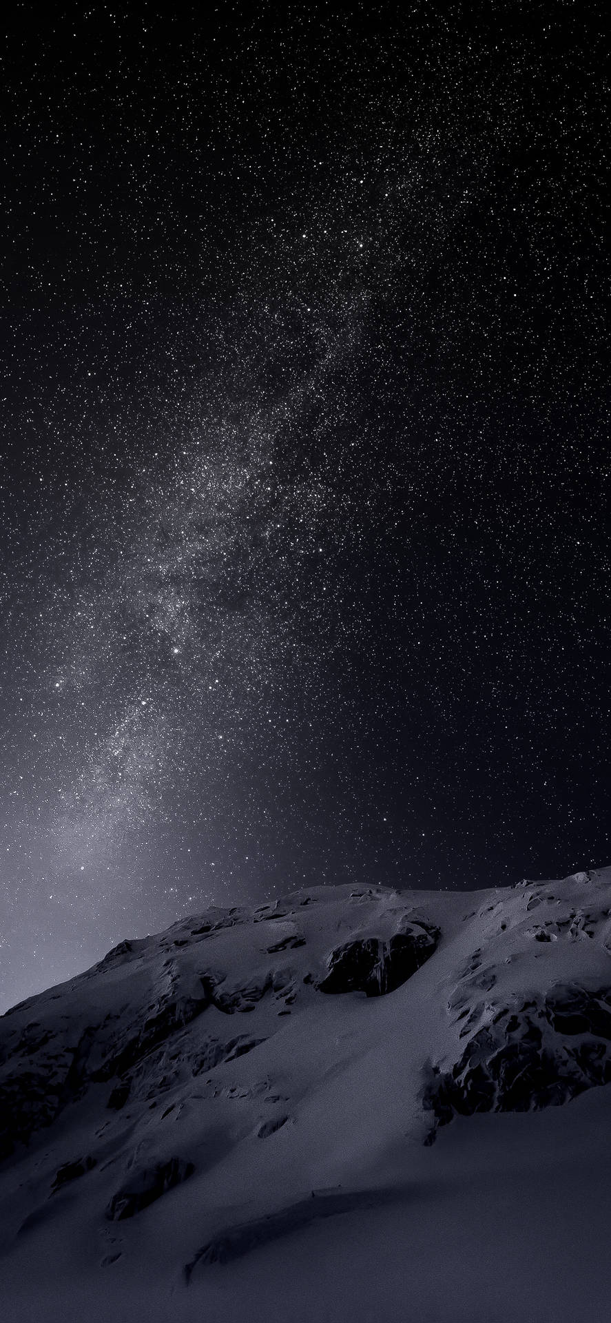 Dark Mode Snowy Mountain Under Countless Stars Background