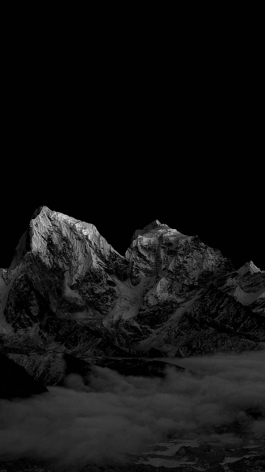 Dark Mountains Minimalist Black Phone Background