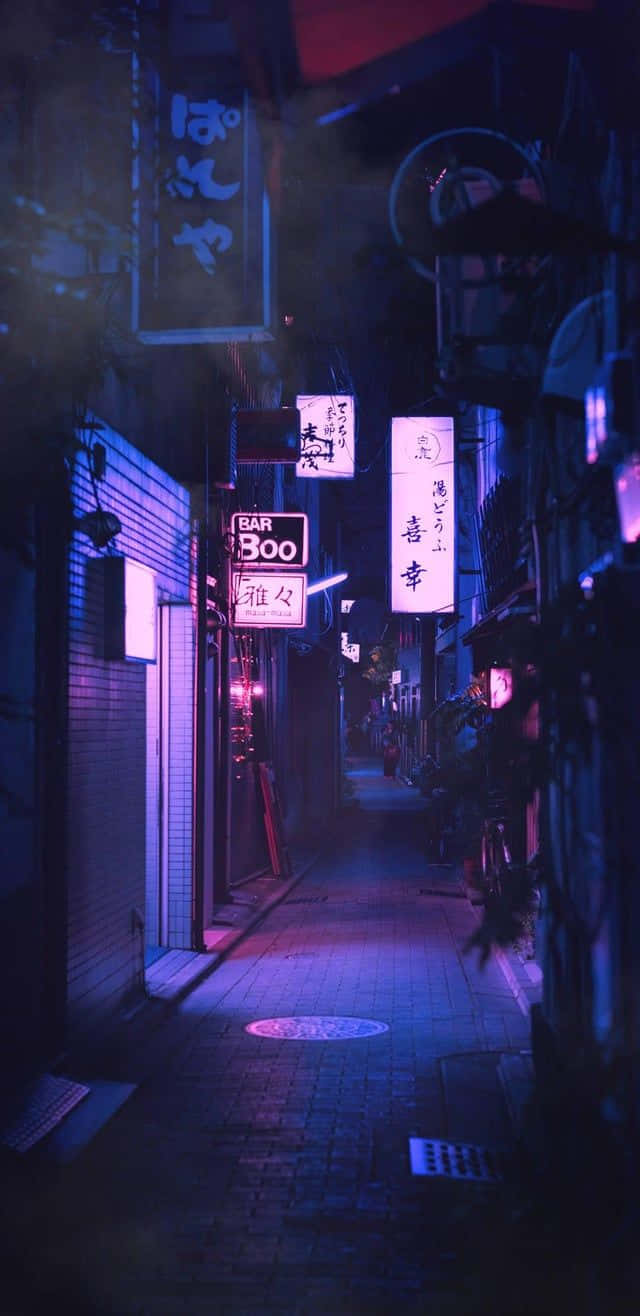Dark, Mysterious Alleyway In The Night Background