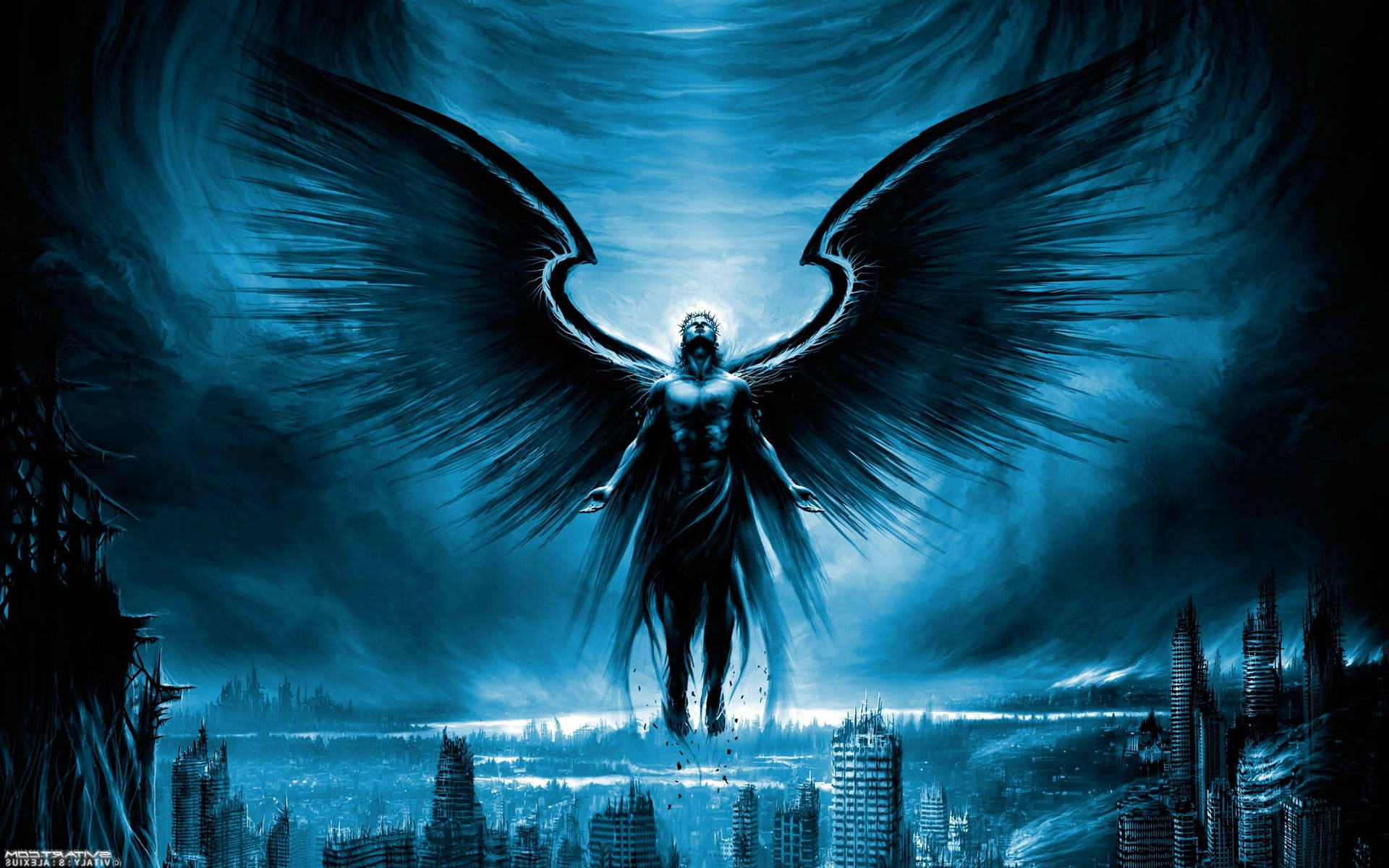 Dark Mystery Angel Digital Art Background