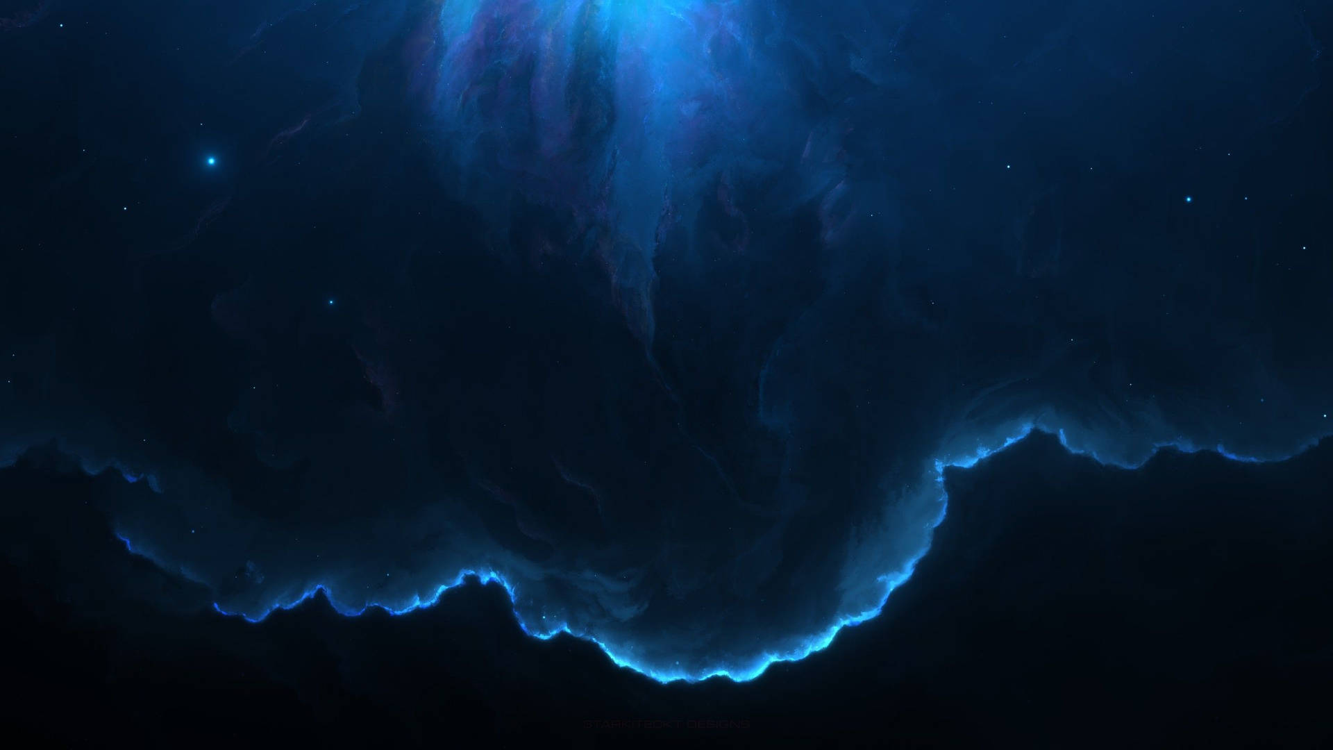Dark Neon Blue Aesthetic Cloud Background