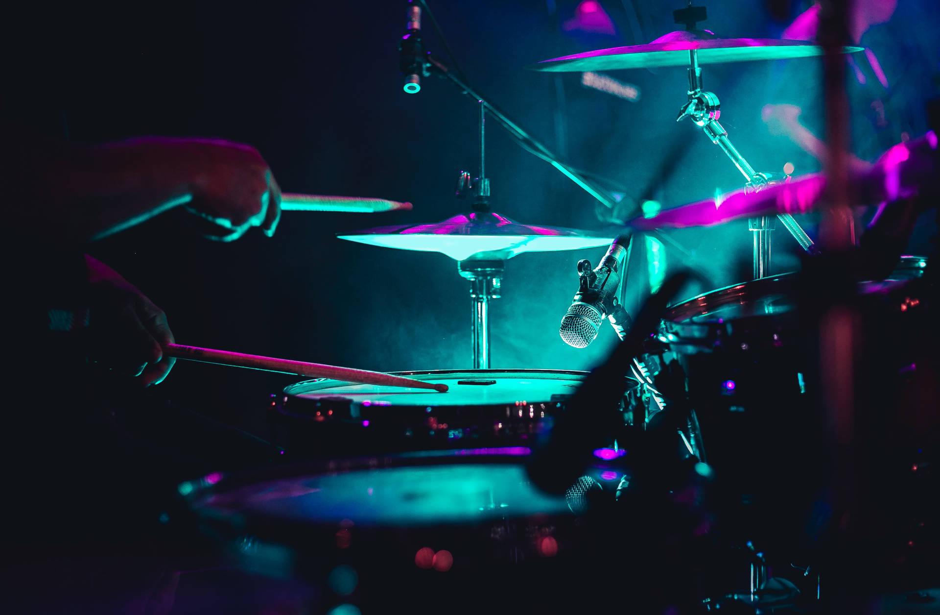 Dark Neon Drums Background