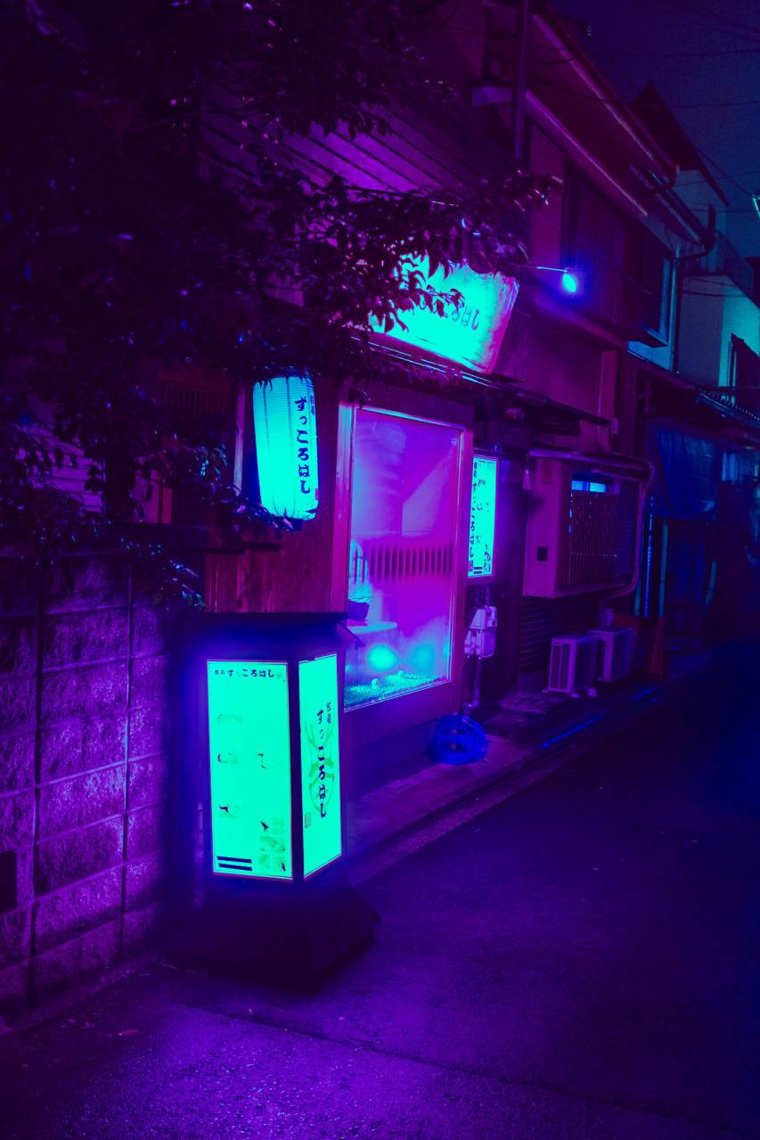 Dark Neon Iphone Japanese Stall Background