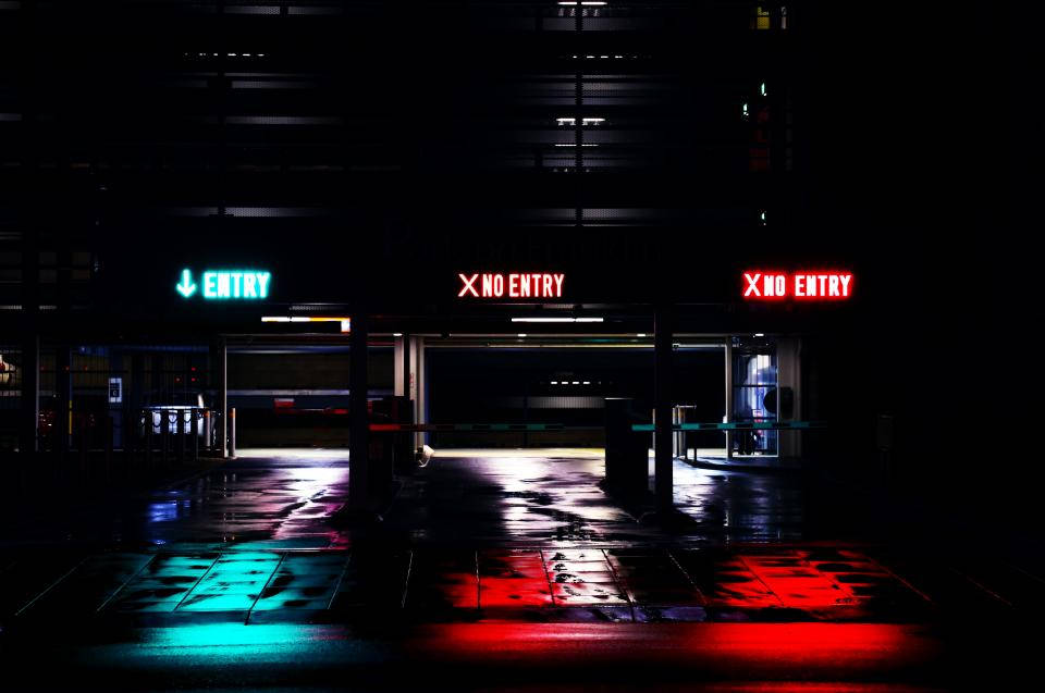 Dark Neon Iphone Parking Garage Background