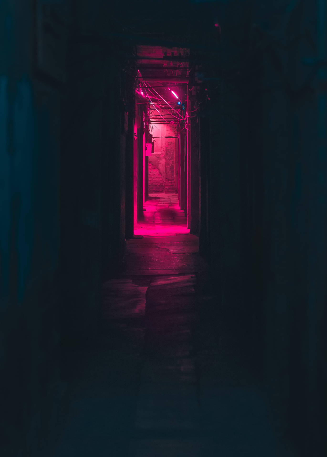 Dark Neon Pink Alleyway Background