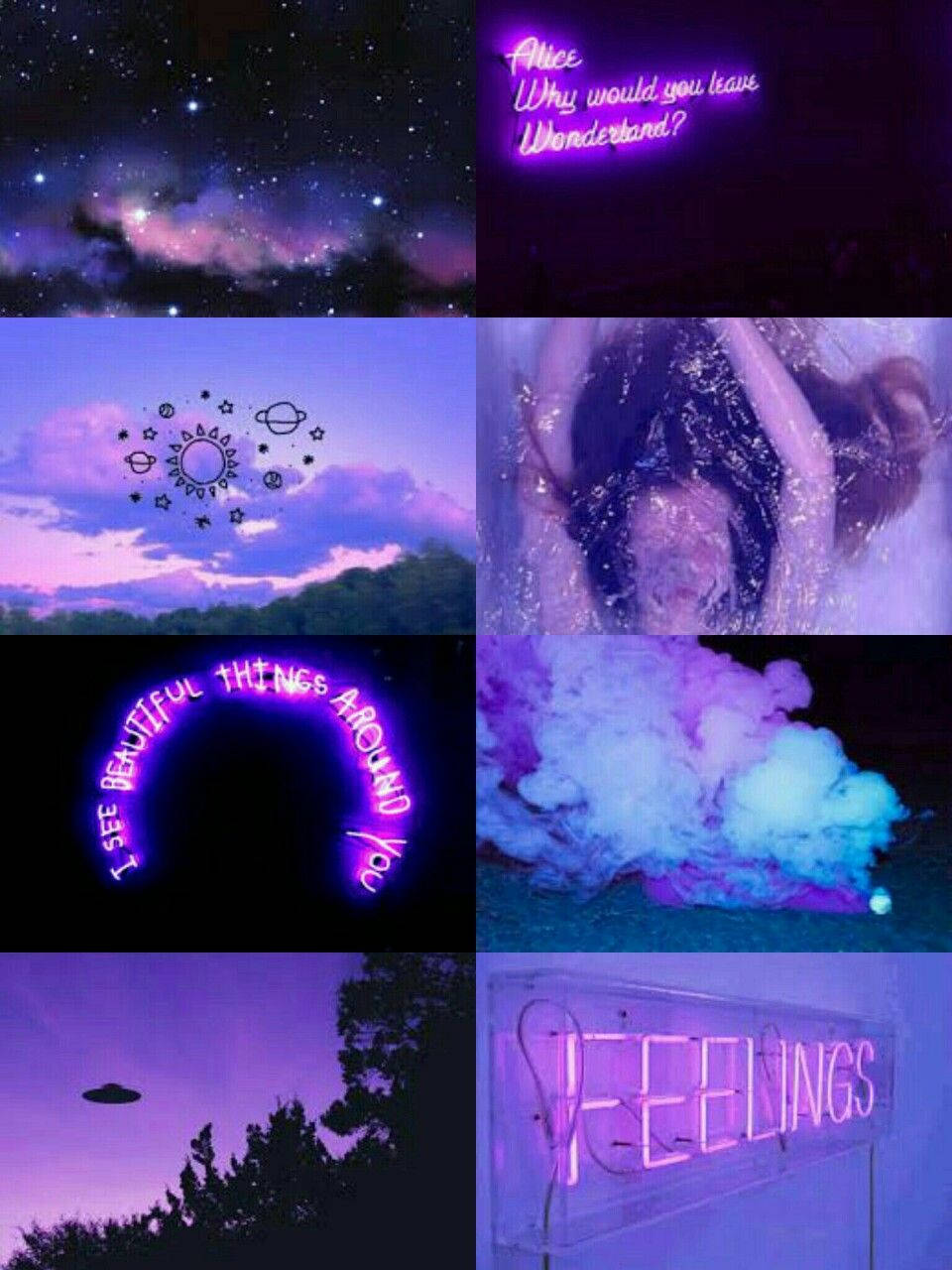 Dark Neon Purple Aesthetic Moodboard Background