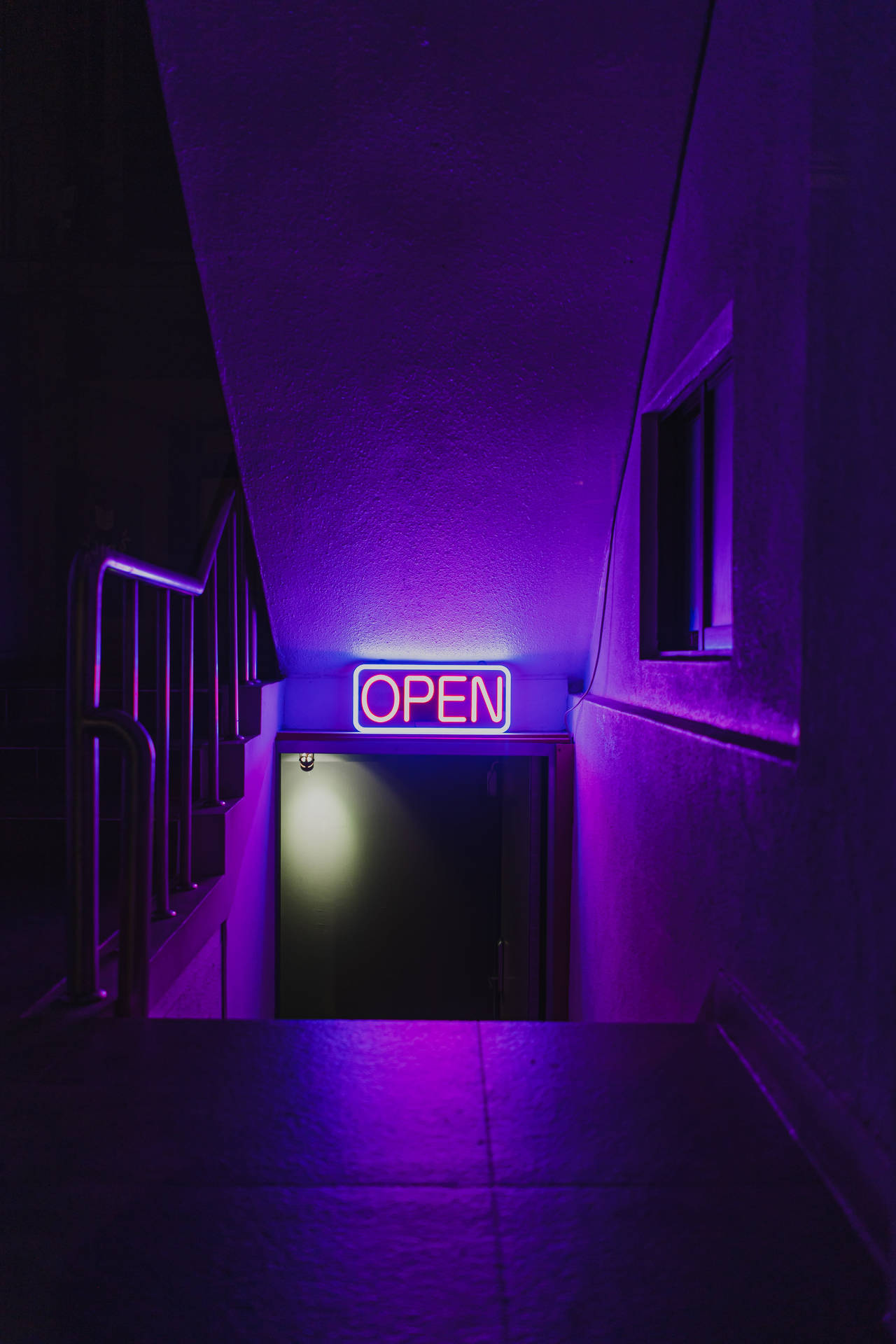 Dark Neon Purple Open Sign Background