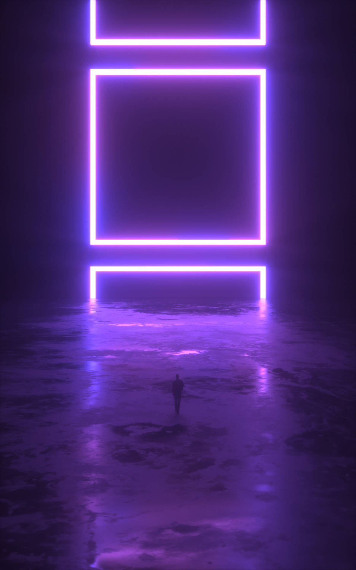 Dark Neon Purple Square Lights Background