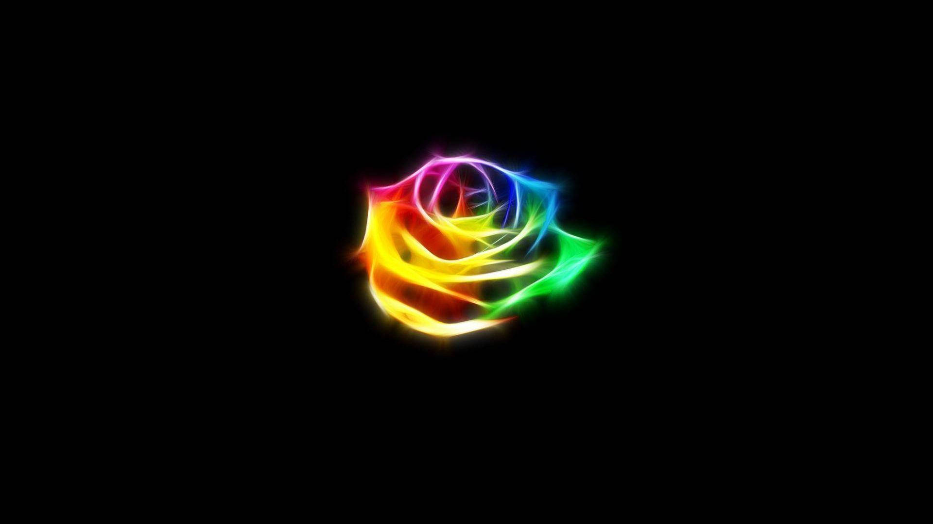 Dark Neon Rainbow Rose Background