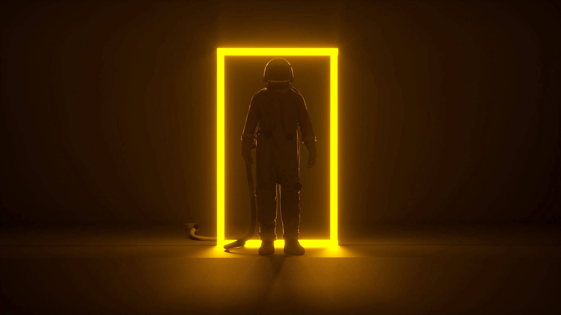 Dark Neon Yellow Astronaut Background