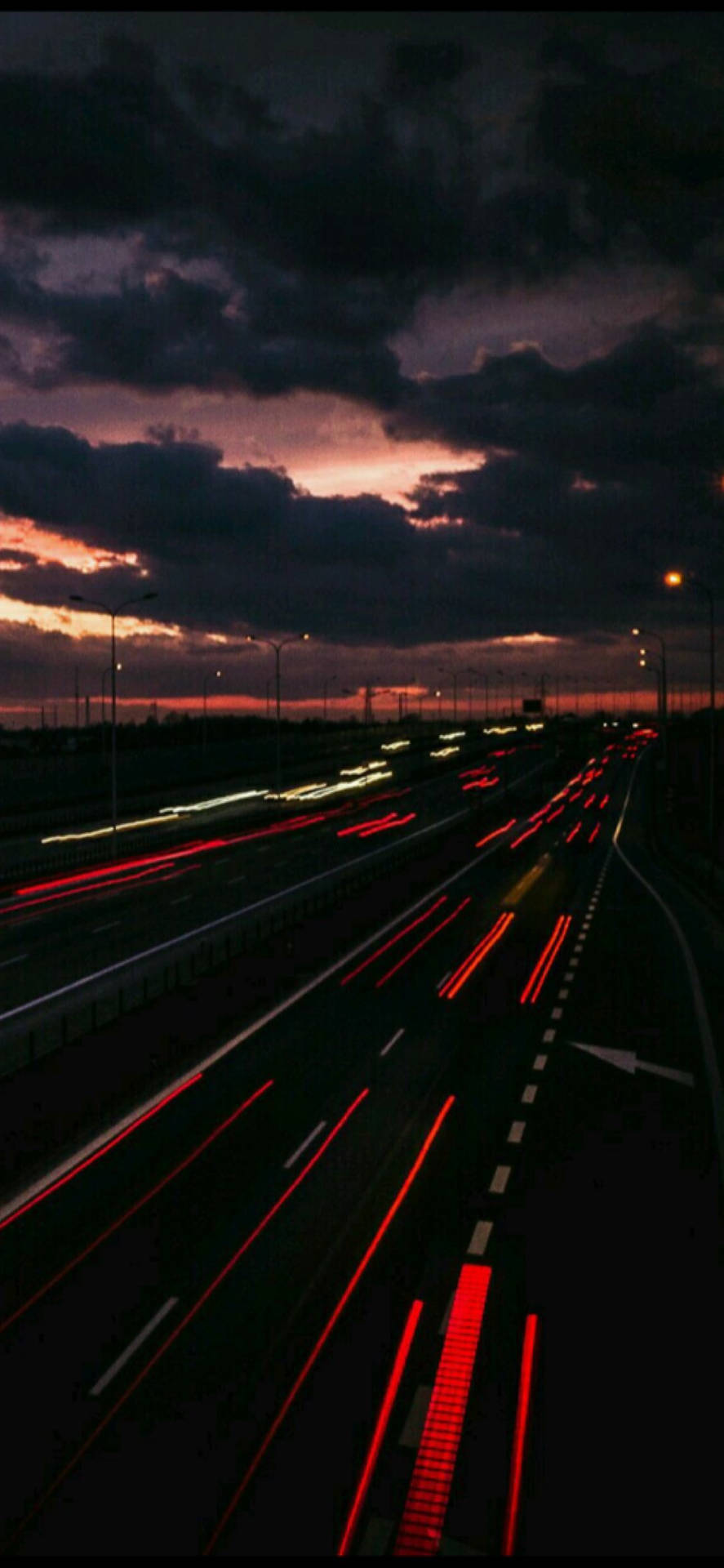 Dark Night And Bustling Highway