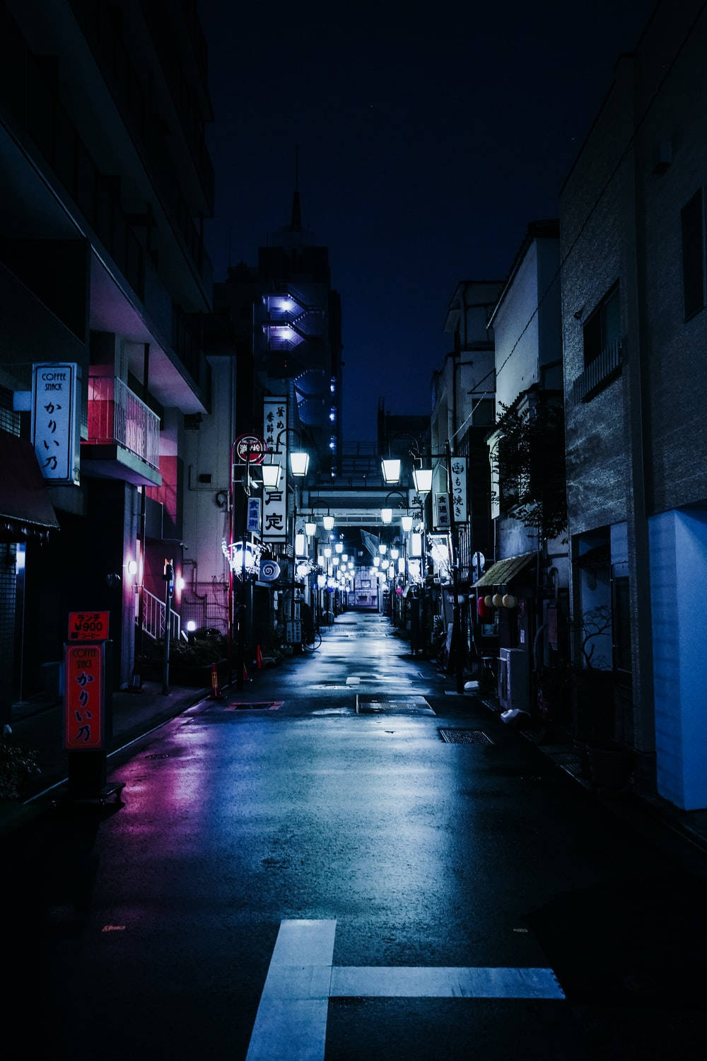 Dark Night And Narrow Street Background