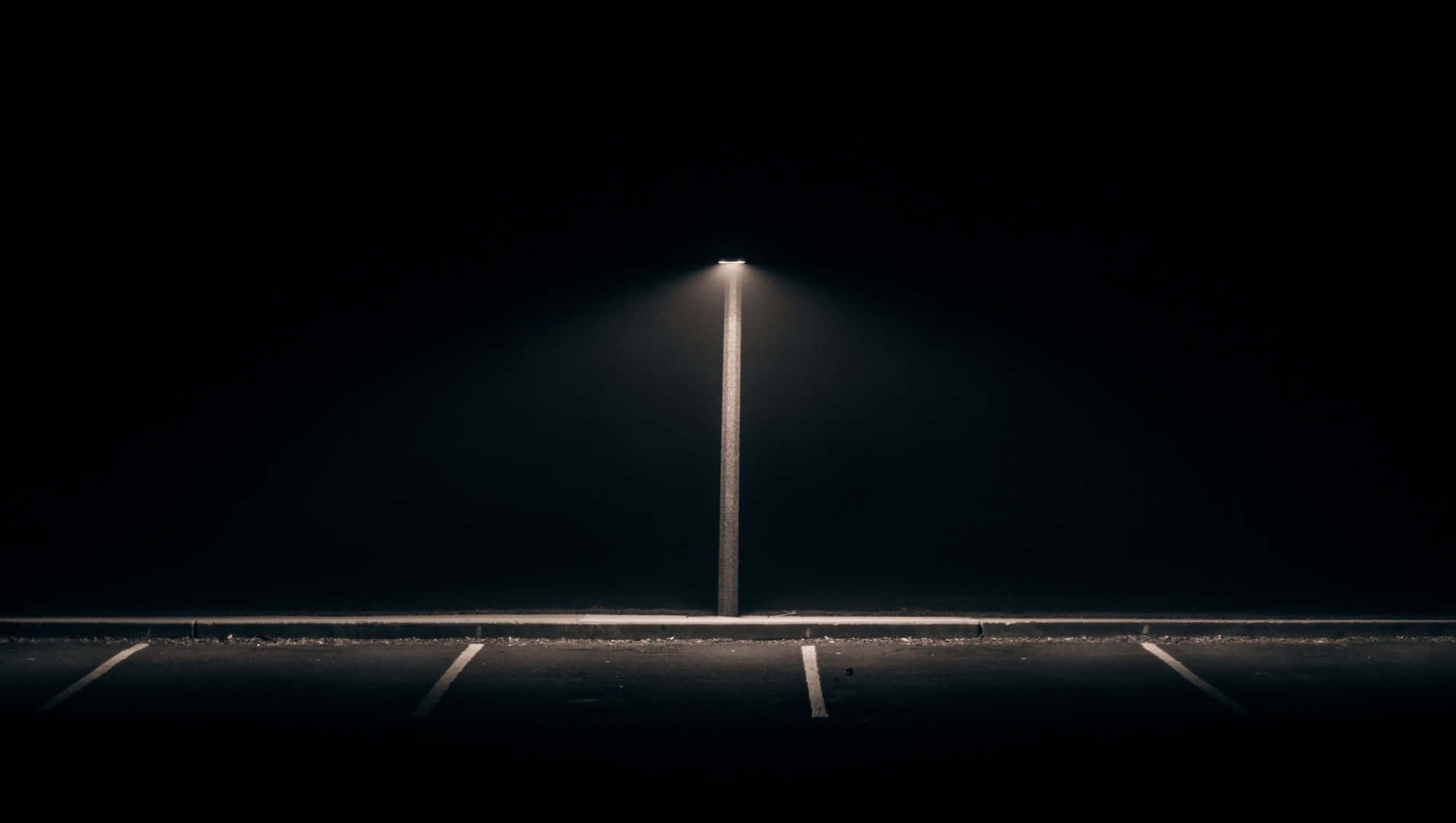 Dark Night At Street Parking Lot Background