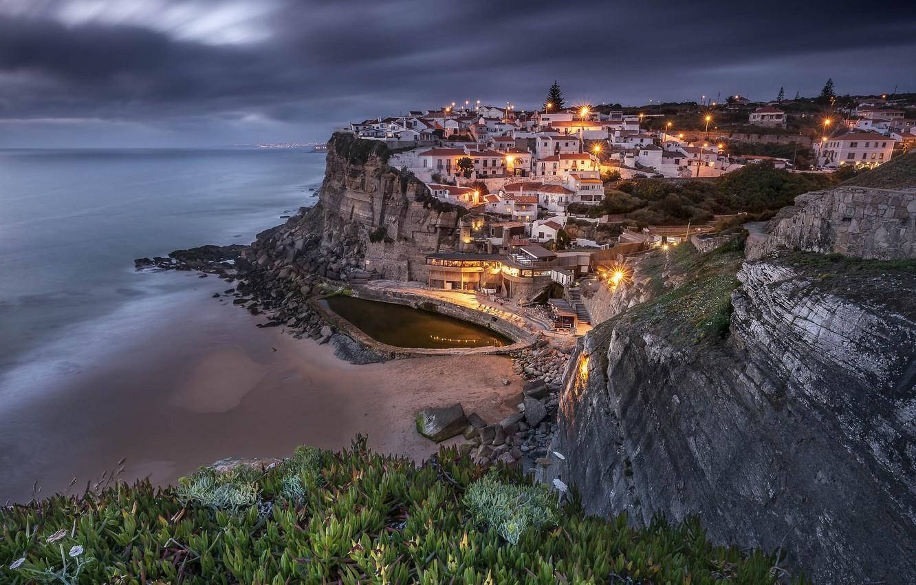 Dark Night Azenha Do Mar Sintra Background