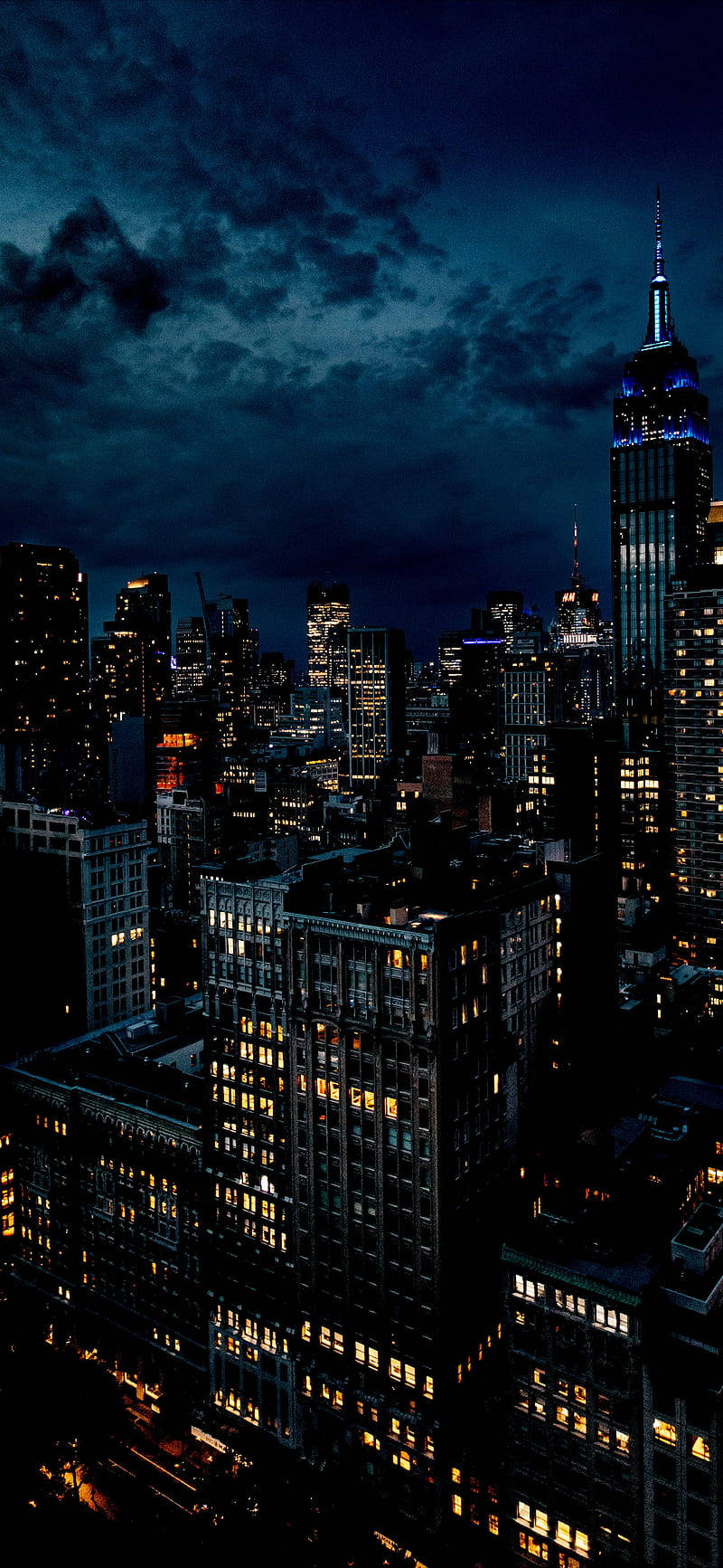 Dark Night City Skyscrapers Background