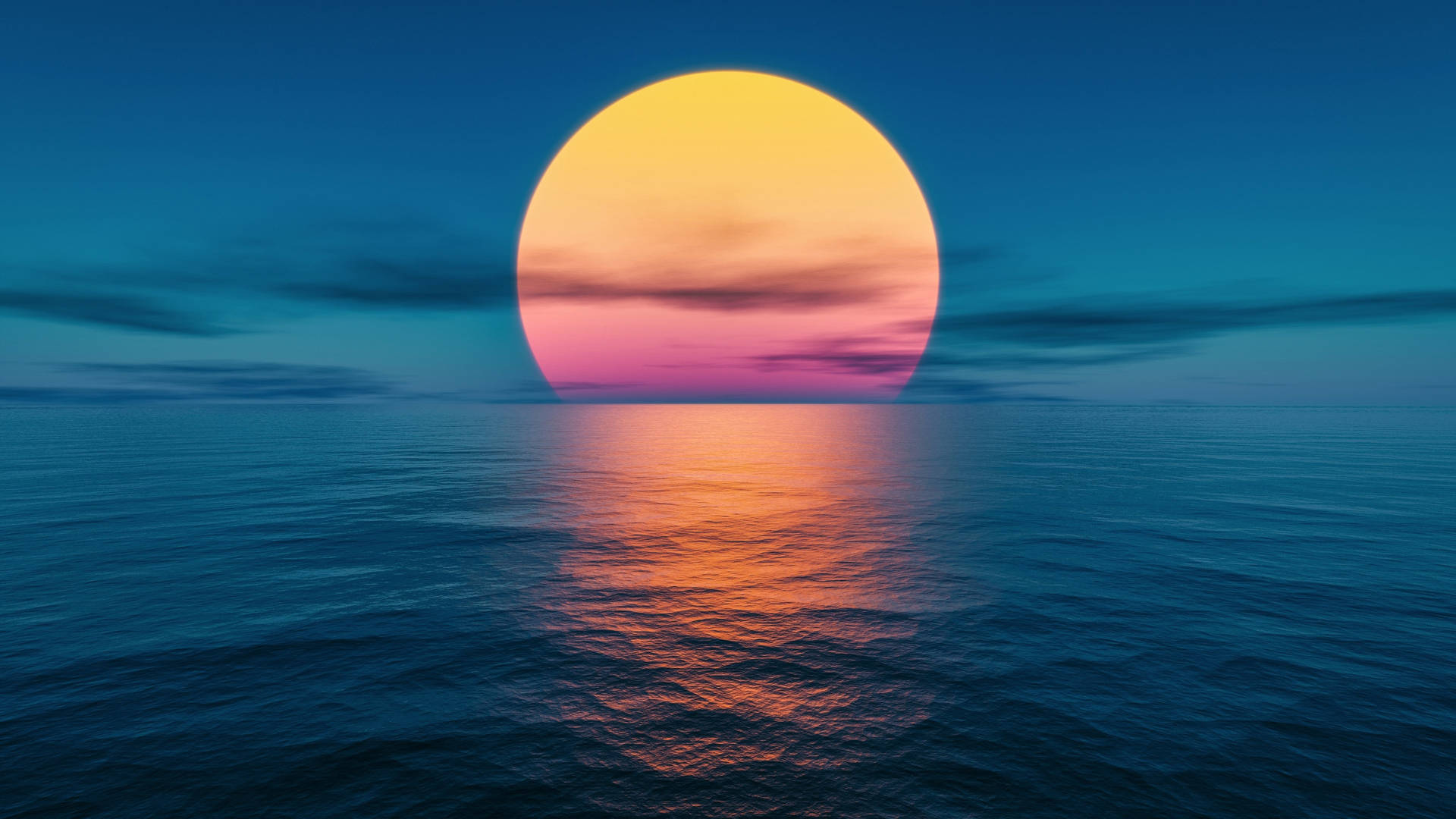 Dark Ocean Sunset Background