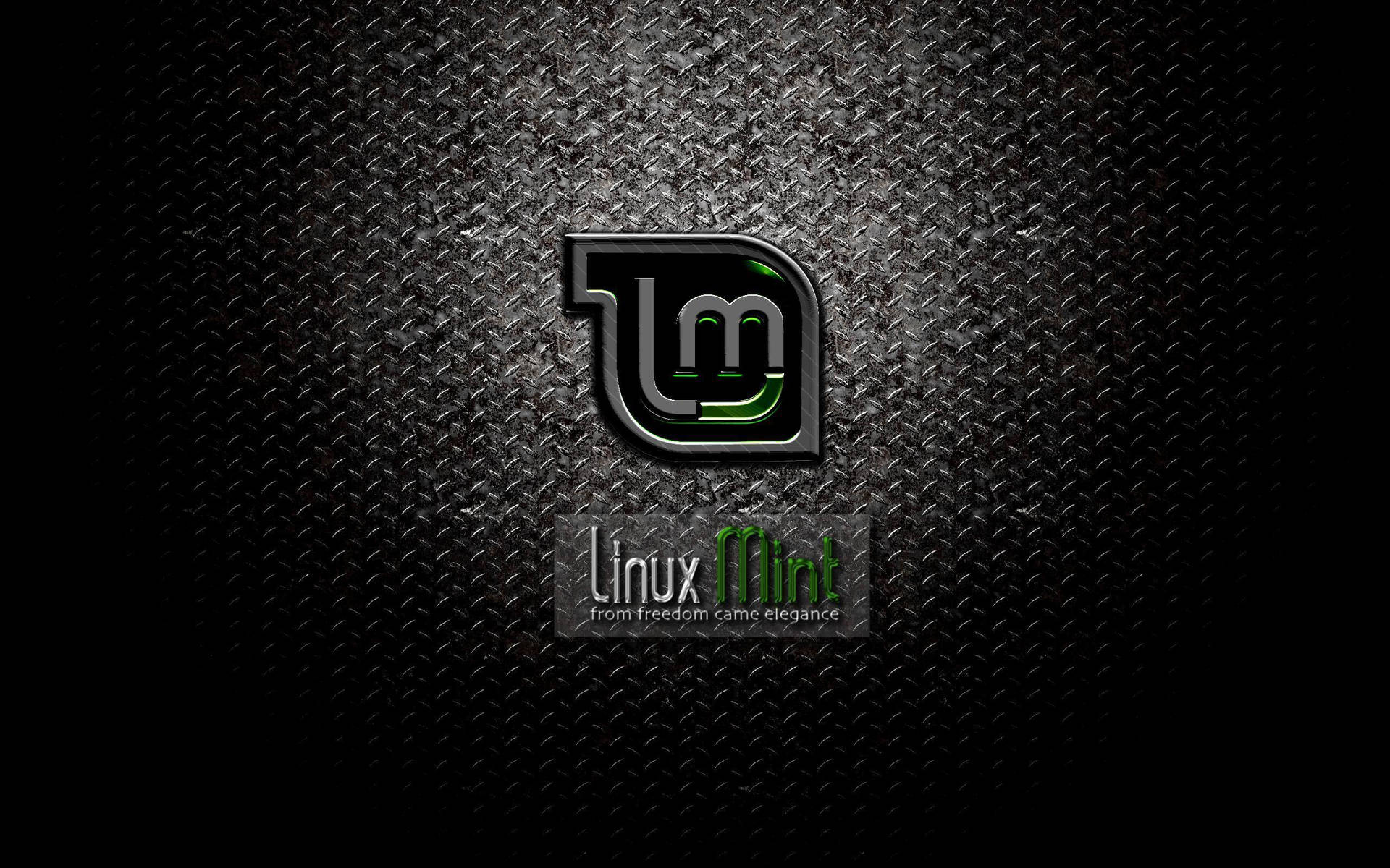 Dark Operating System Linux Mint Logo On Metal