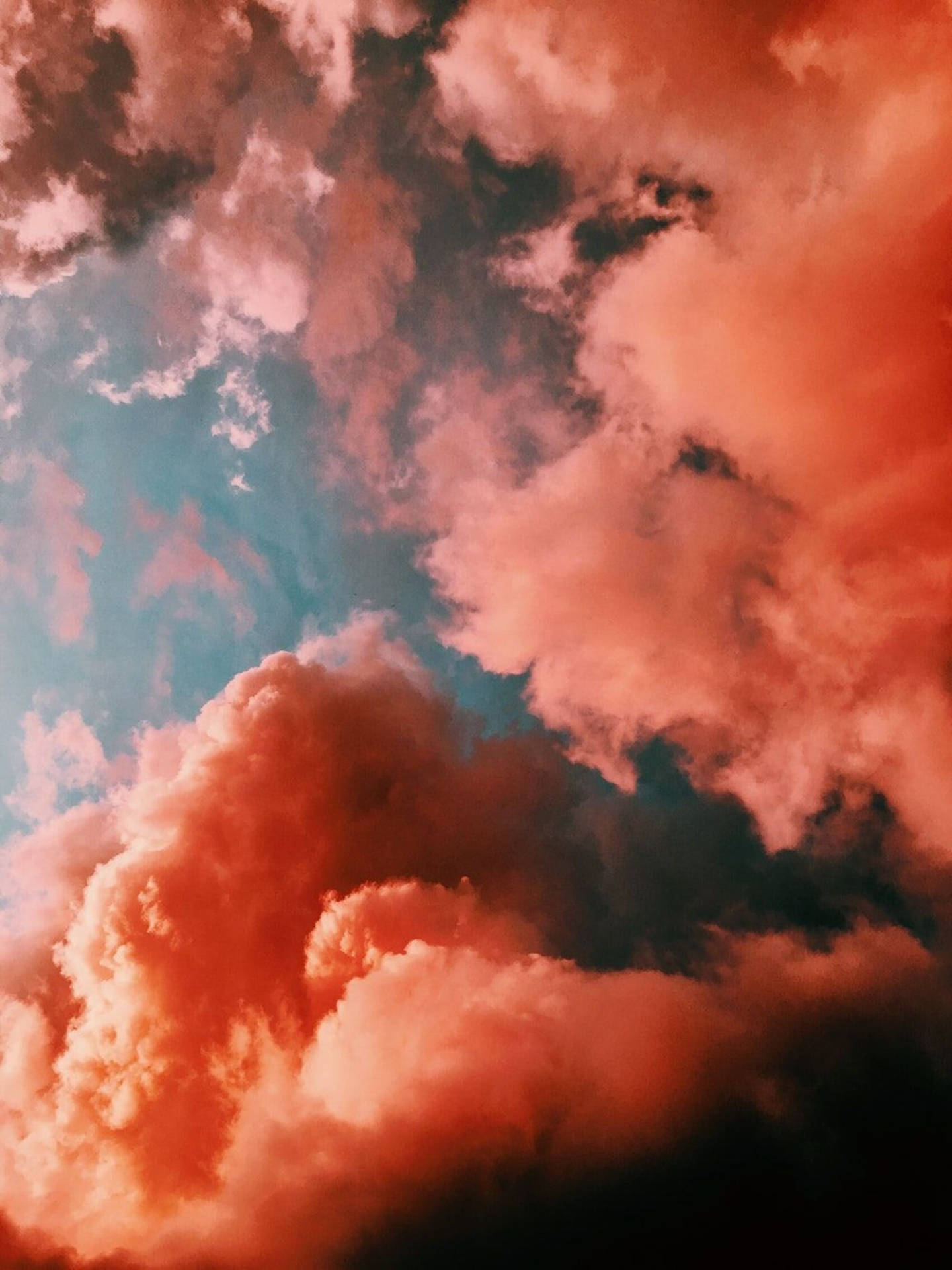 Dark Orange Aesthetic Clouds Phone Background