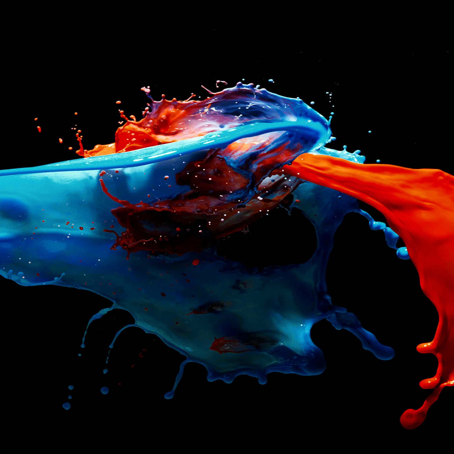 Dark Orange Blue Paint Splash