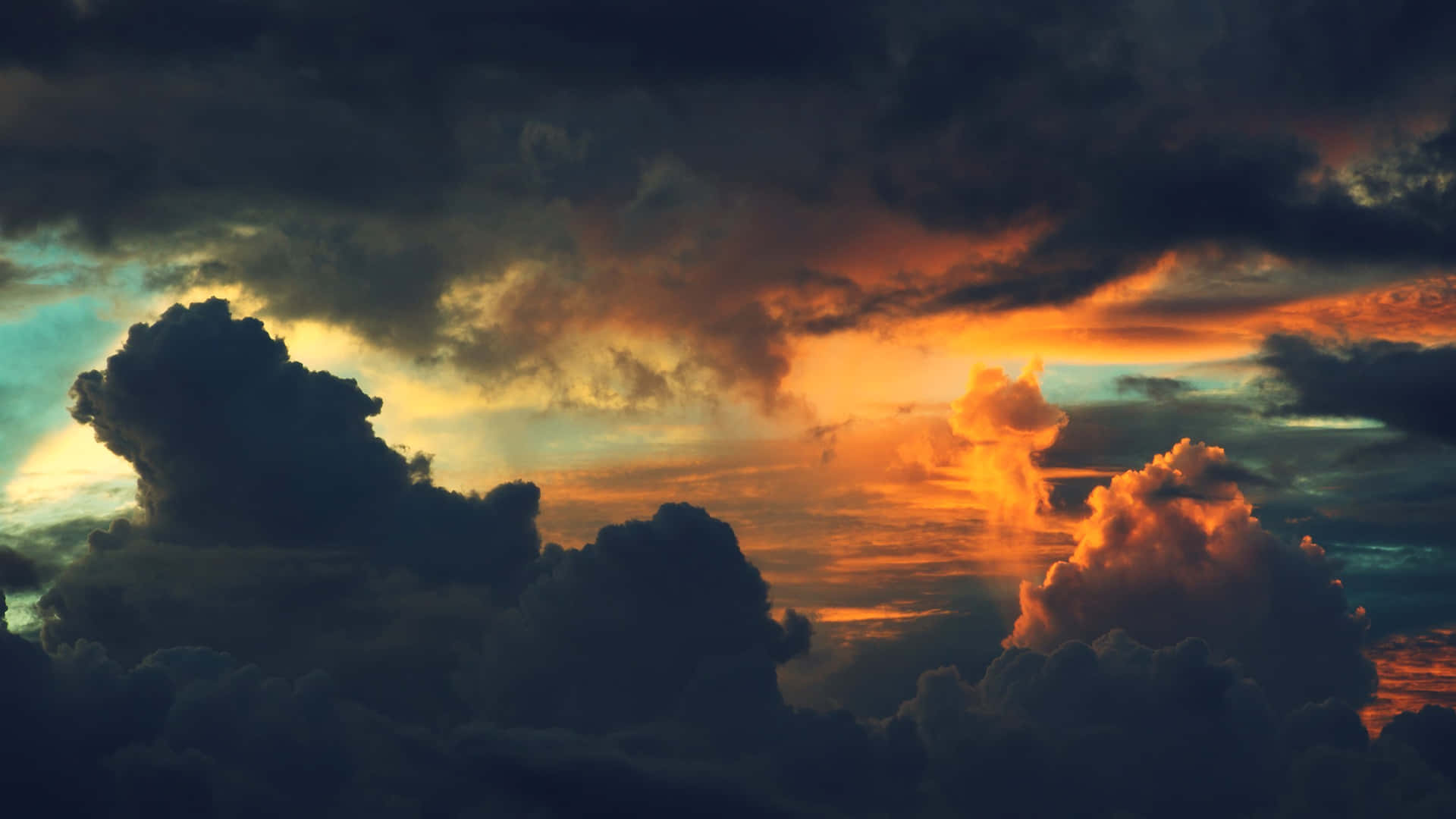 Dark Orange Sunset Cloud Background