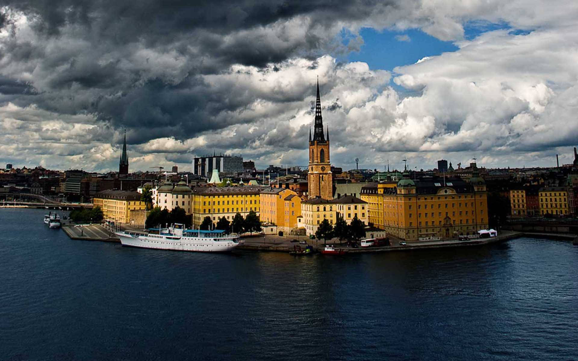 Dark Overcast In Stockholm Sweden Background