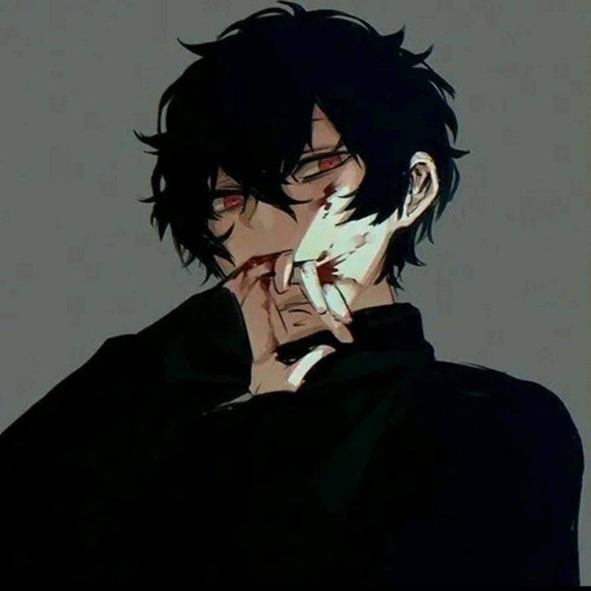 Dark Passionate Anime Emo Boy Pfp Background