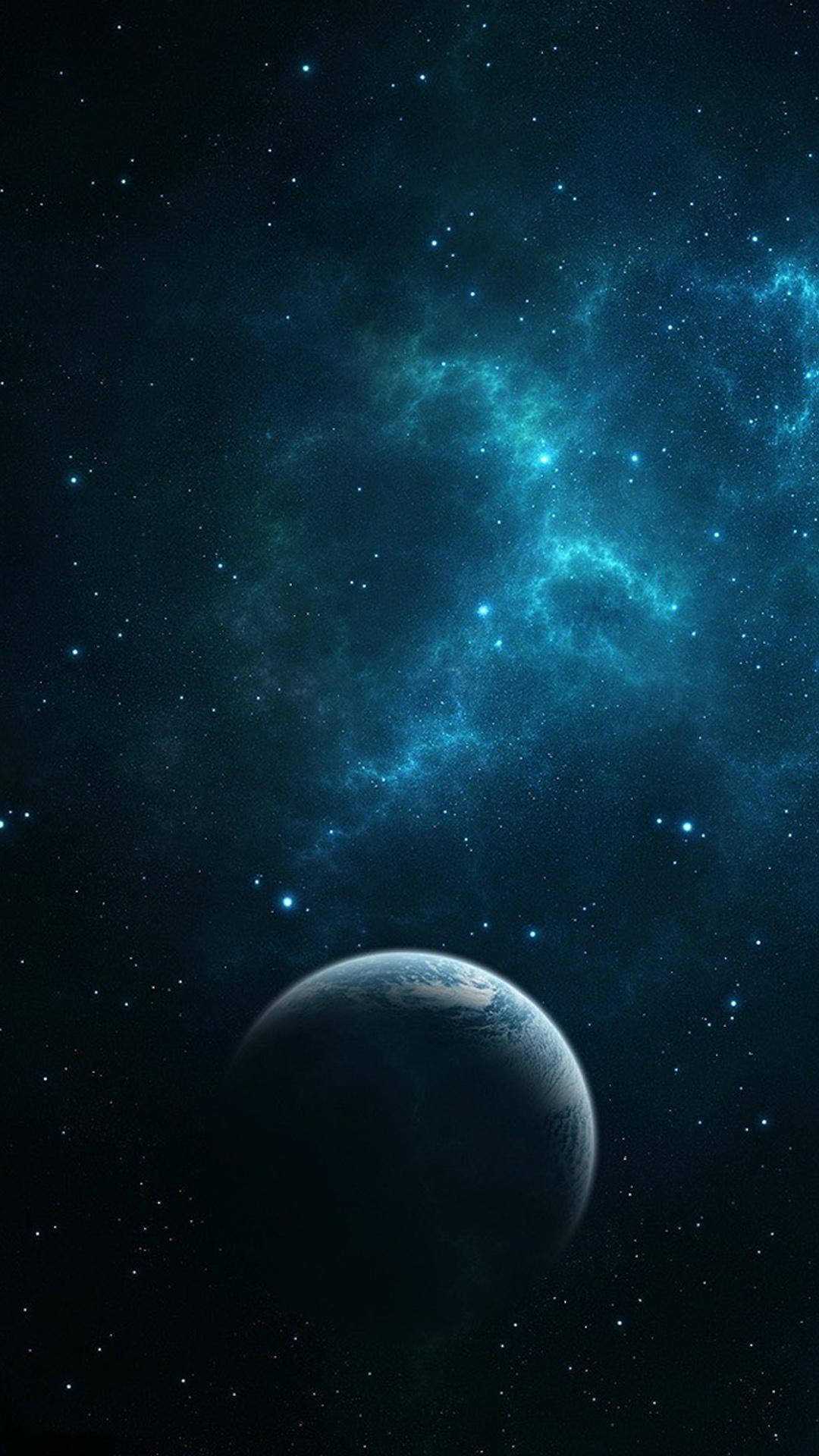 Dark Phone Planet In Outer Space Background