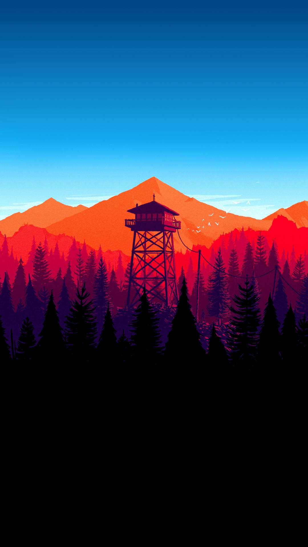 Dark Phone With Orange Mountain Background