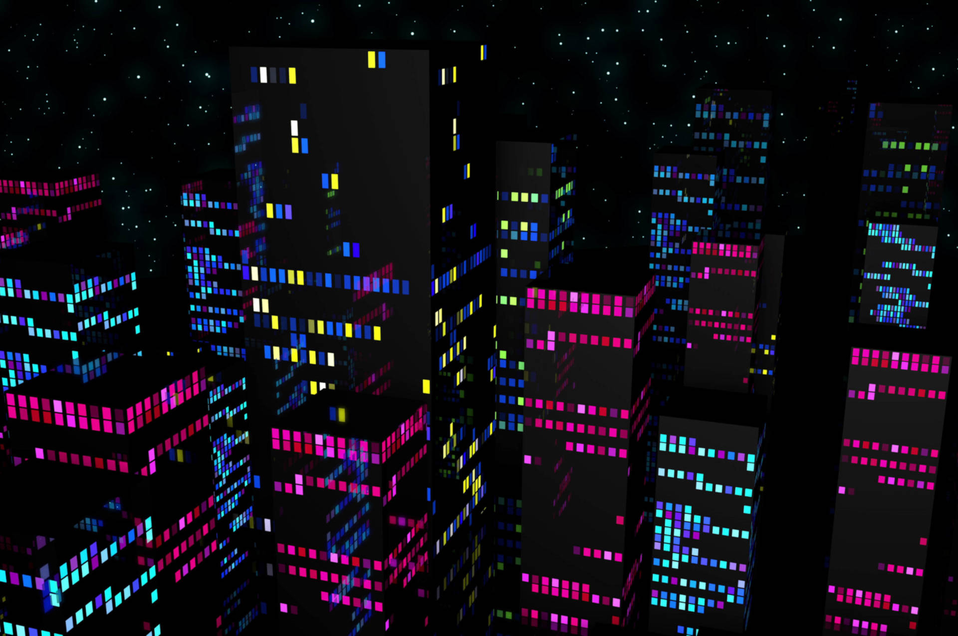 Dark Pixel Skyscrapers Windows Background