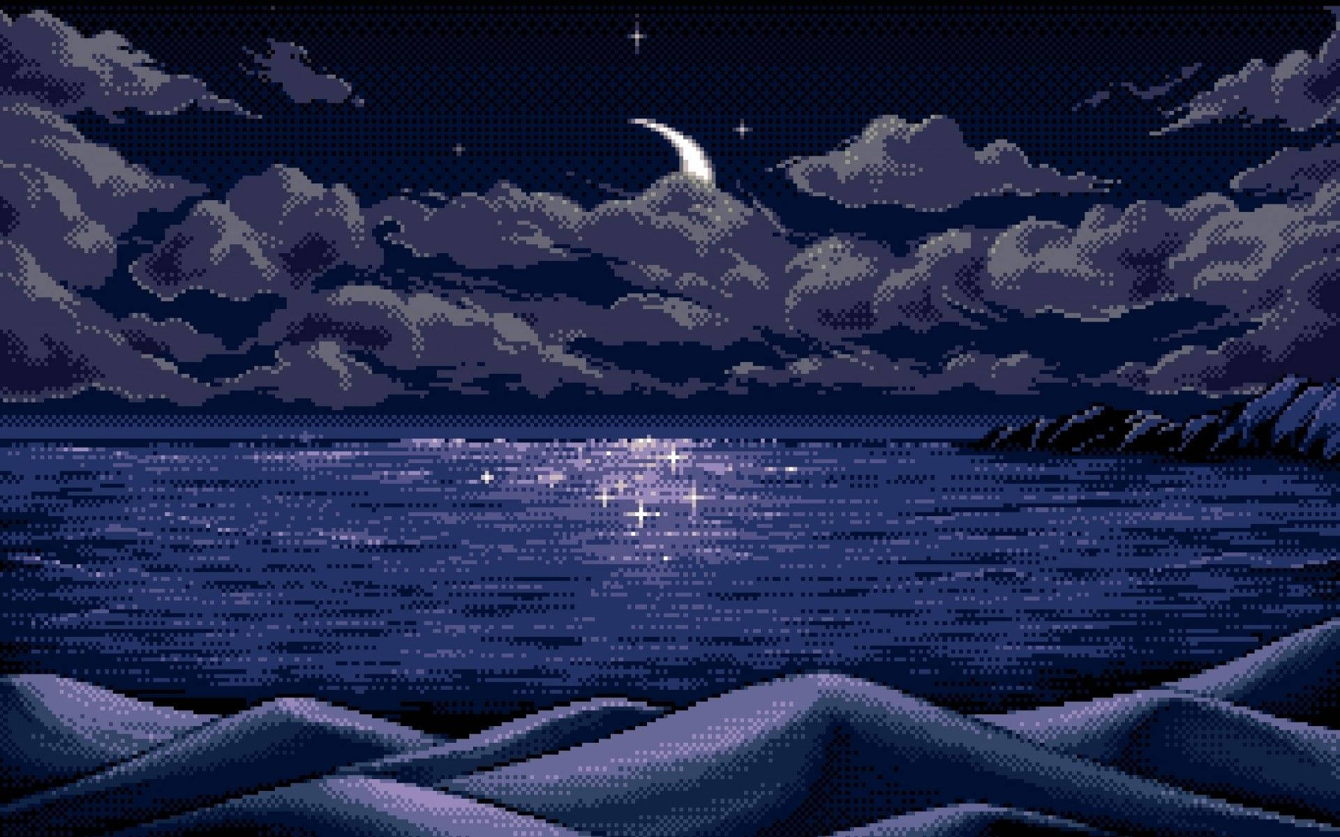 Dark Pixel Sparkling Beach Background