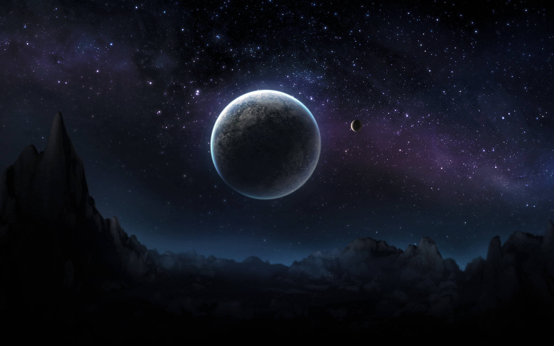 Dark Planet Galaxy Black Desktop Background