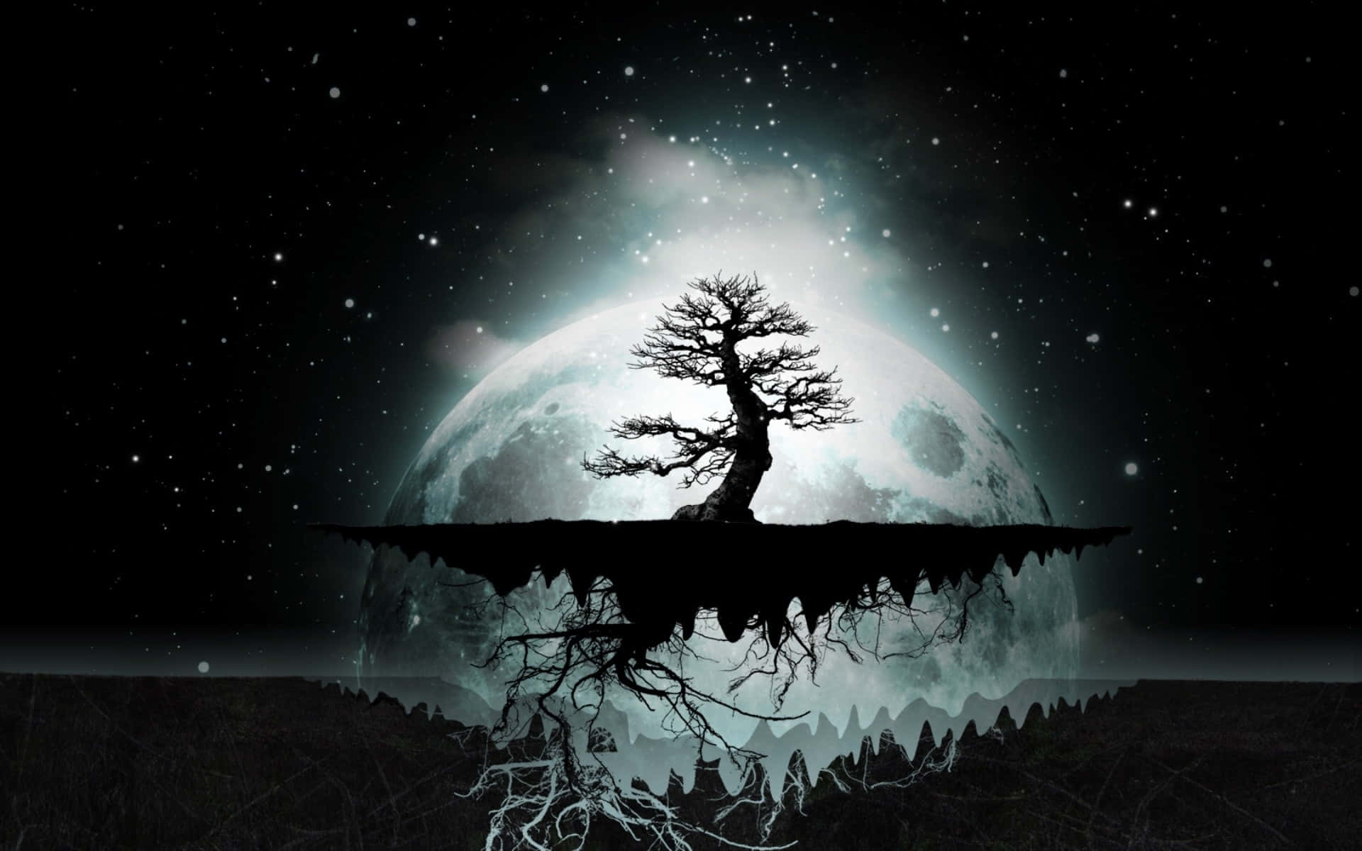 Dark Psychedelic Hd Tree Silhouette Background