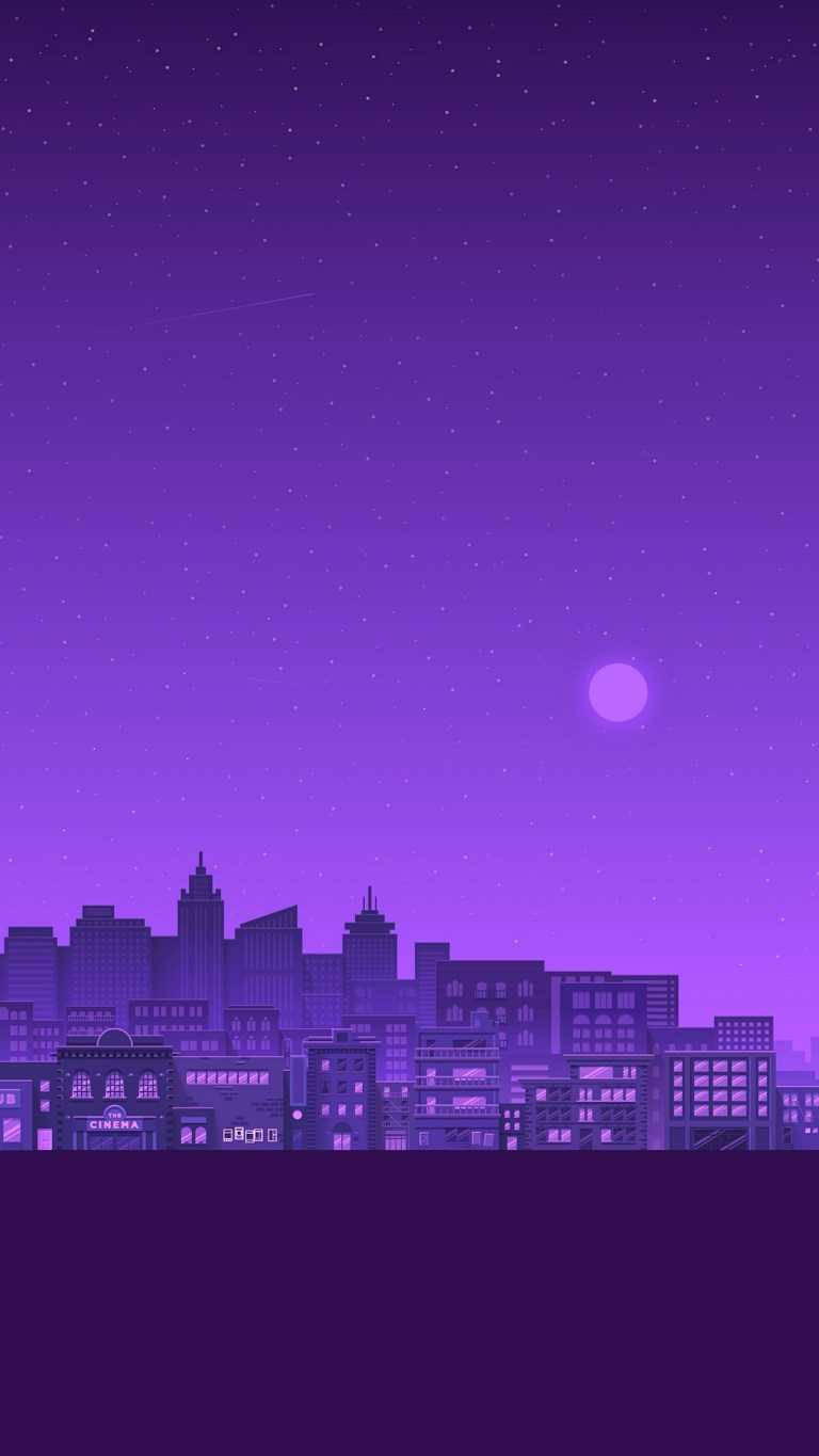 Dark Purple Aesthetic City Art Background