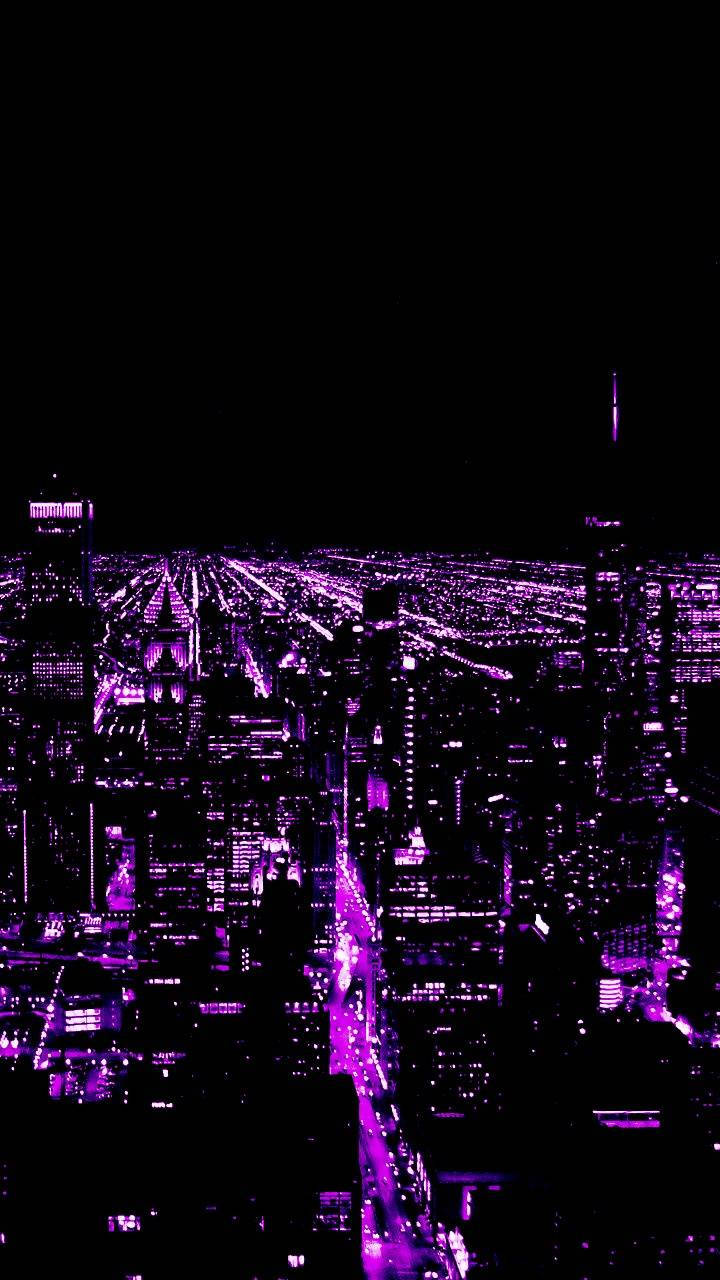 Dark Purple Aesthetic City Lights Background