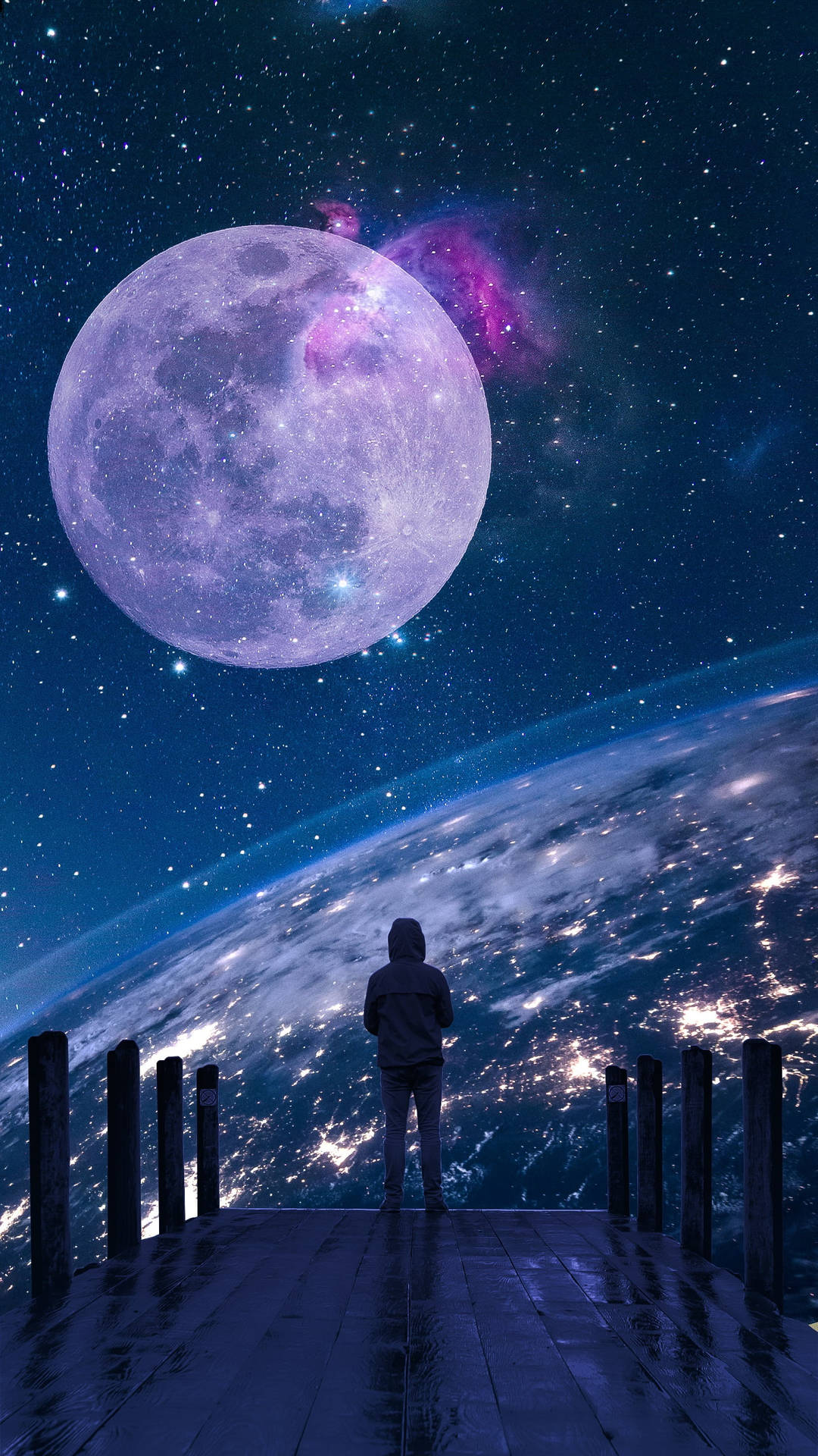 Dark Purple Aesthetic Full Moon Background