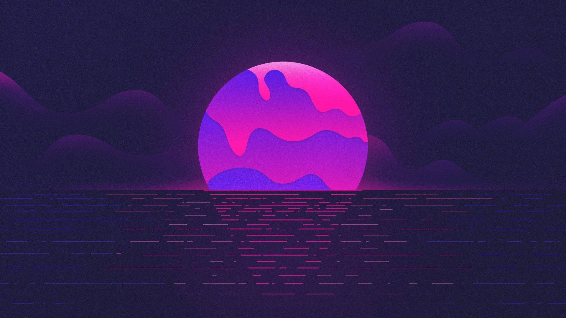 Dark Purple Aesthetic Moon Art Background