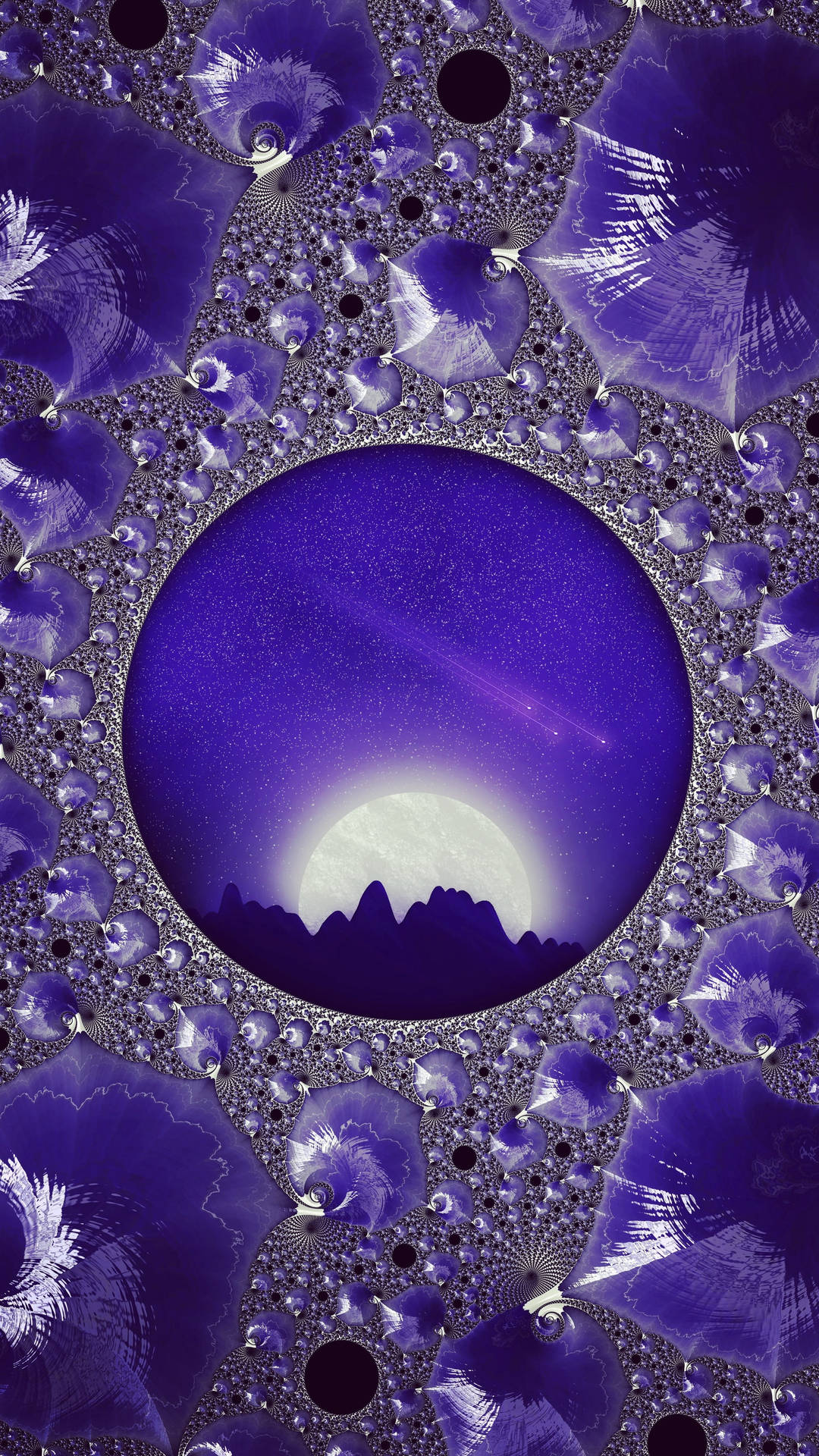 Dark Purple Aesthetic Mountain Moon Background