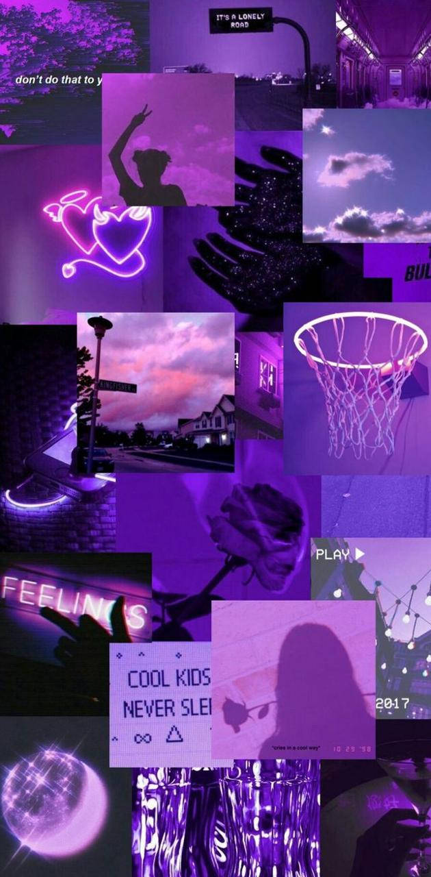 Dark Purple And Black Collage Aesthetic Background