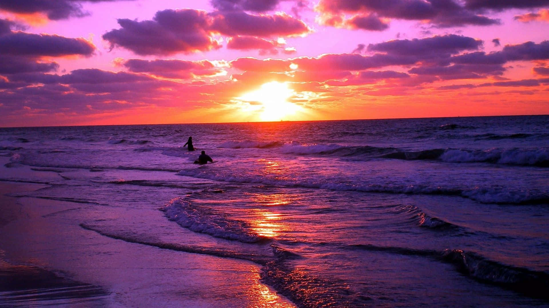 Dark Purple Beach Sunset Desktop Background