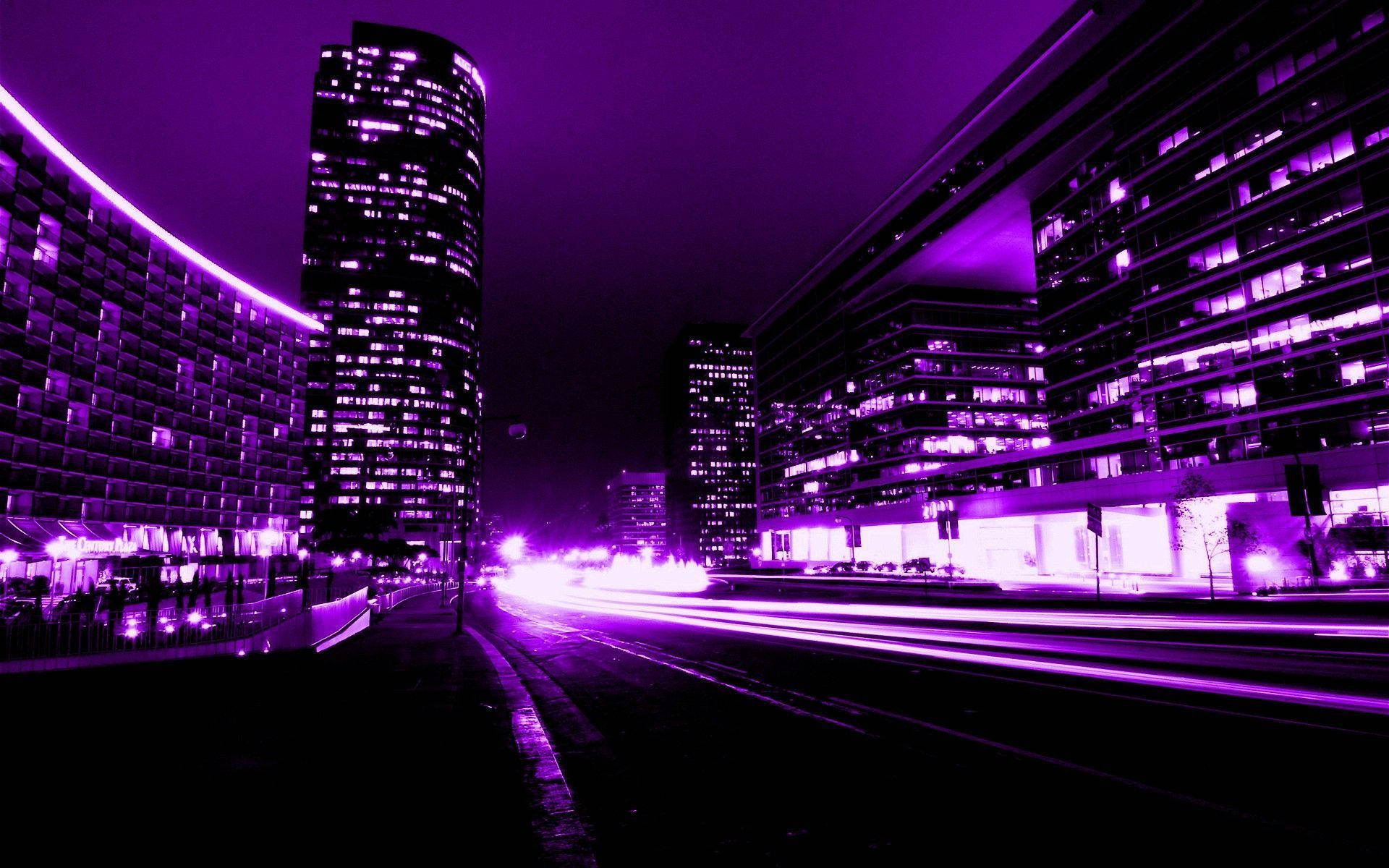 Dark Purple City Lights Background