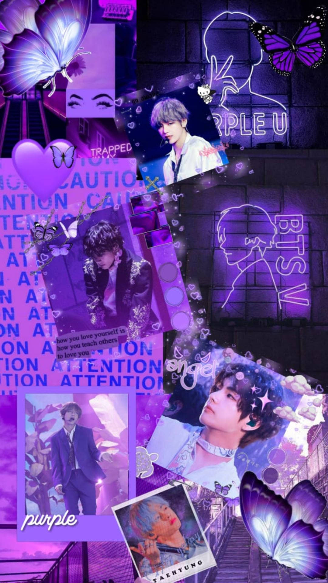 Dark Purple Collage Aesthetic Bts Collcection Portrait Background