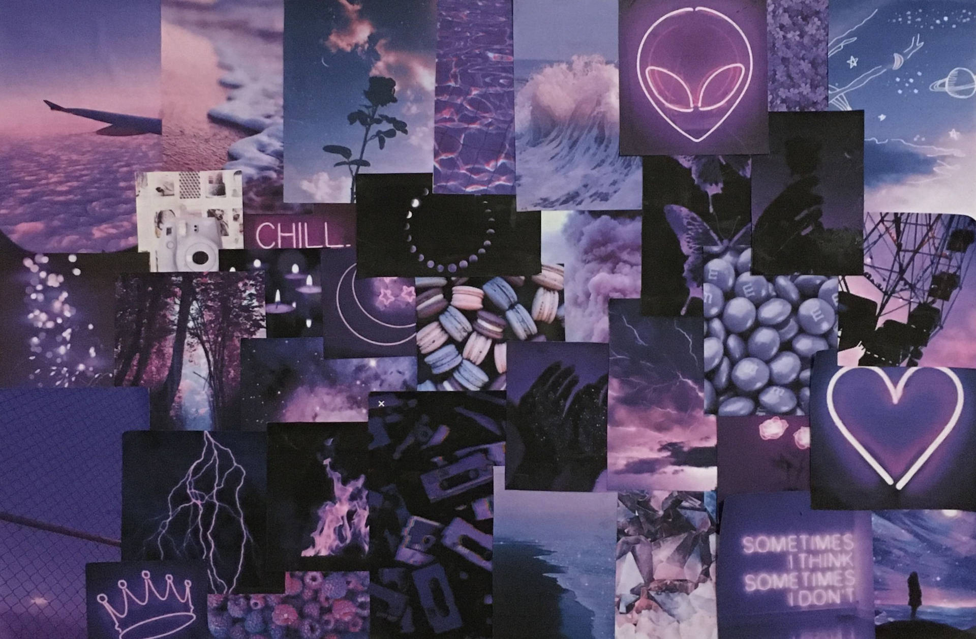 Dark Purple Collage Aesthetic Love And Chaos Background