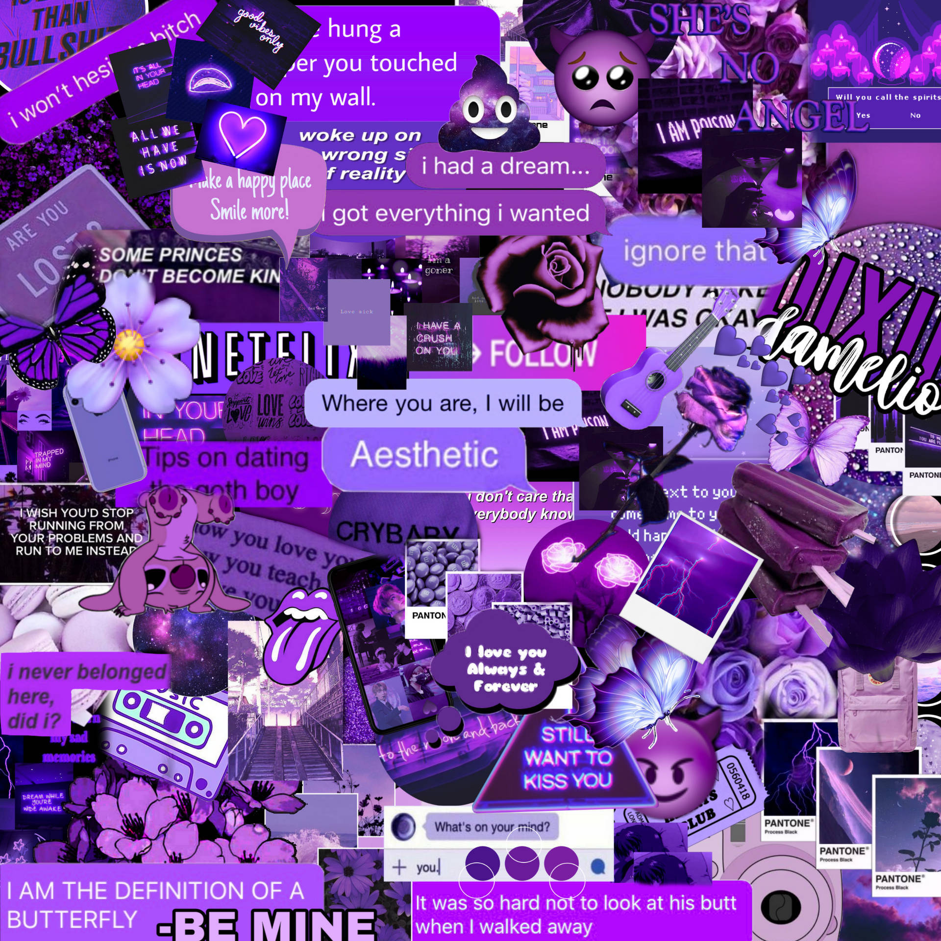 Dark Purple Collage Aesthetic Mixed Emotion Background