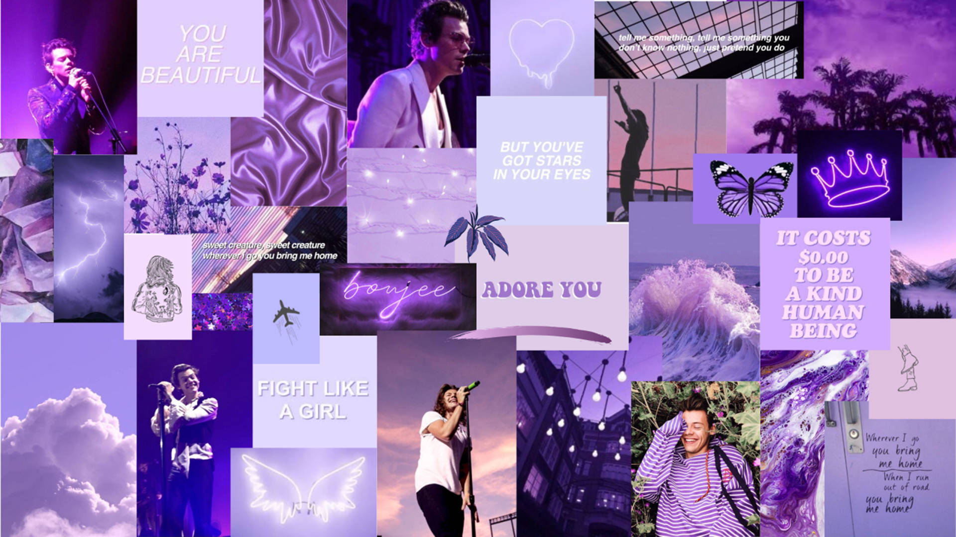 Dark Purple Collage Aesthetic One Directin Harry Styles Background